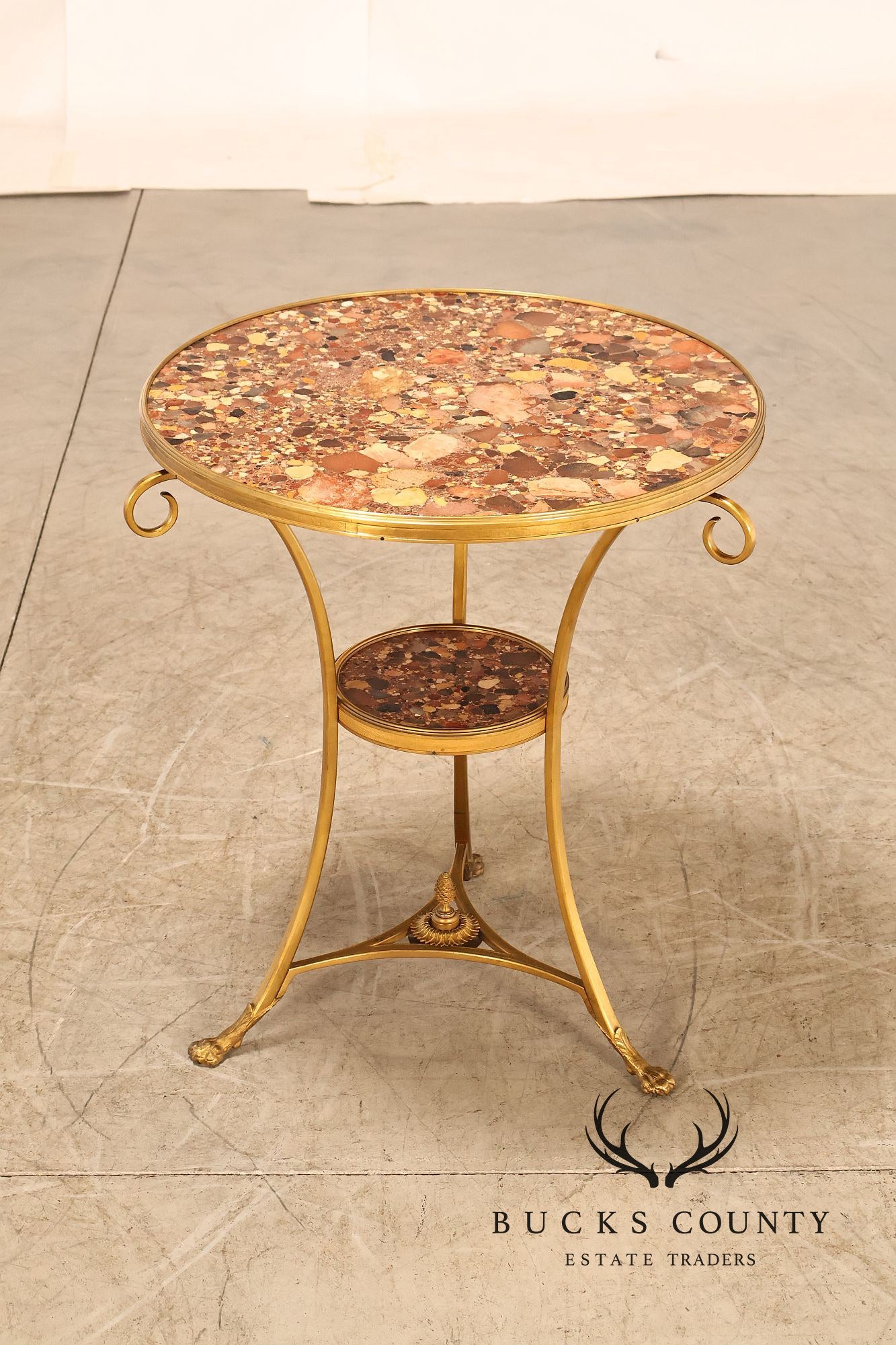 Neoclassical Style Pair of Marble Top Gueridon Side Tables