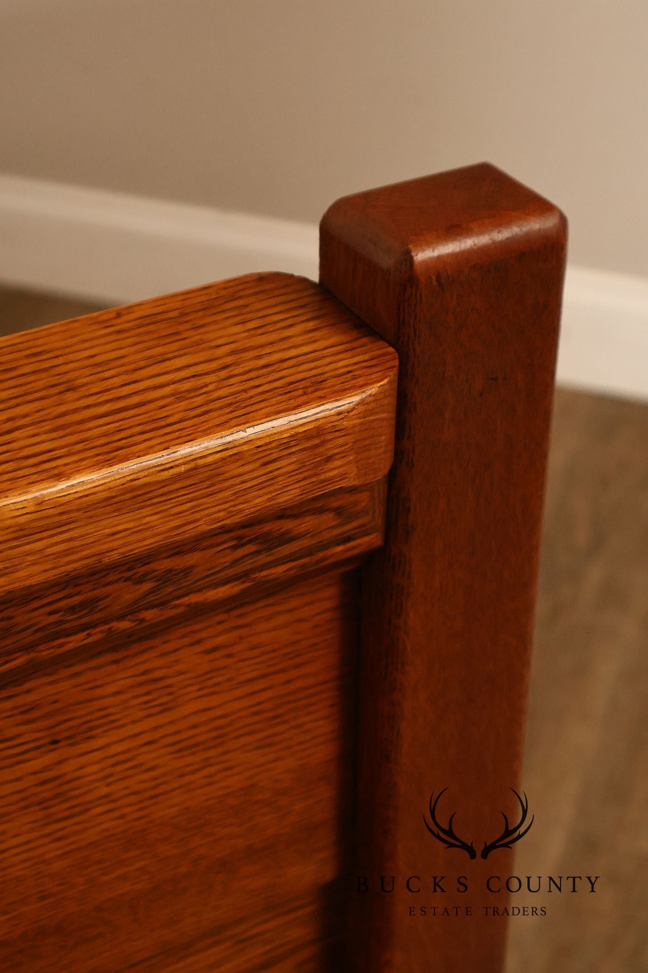 Antique American Victorian Oak Full Size  High Back Bed