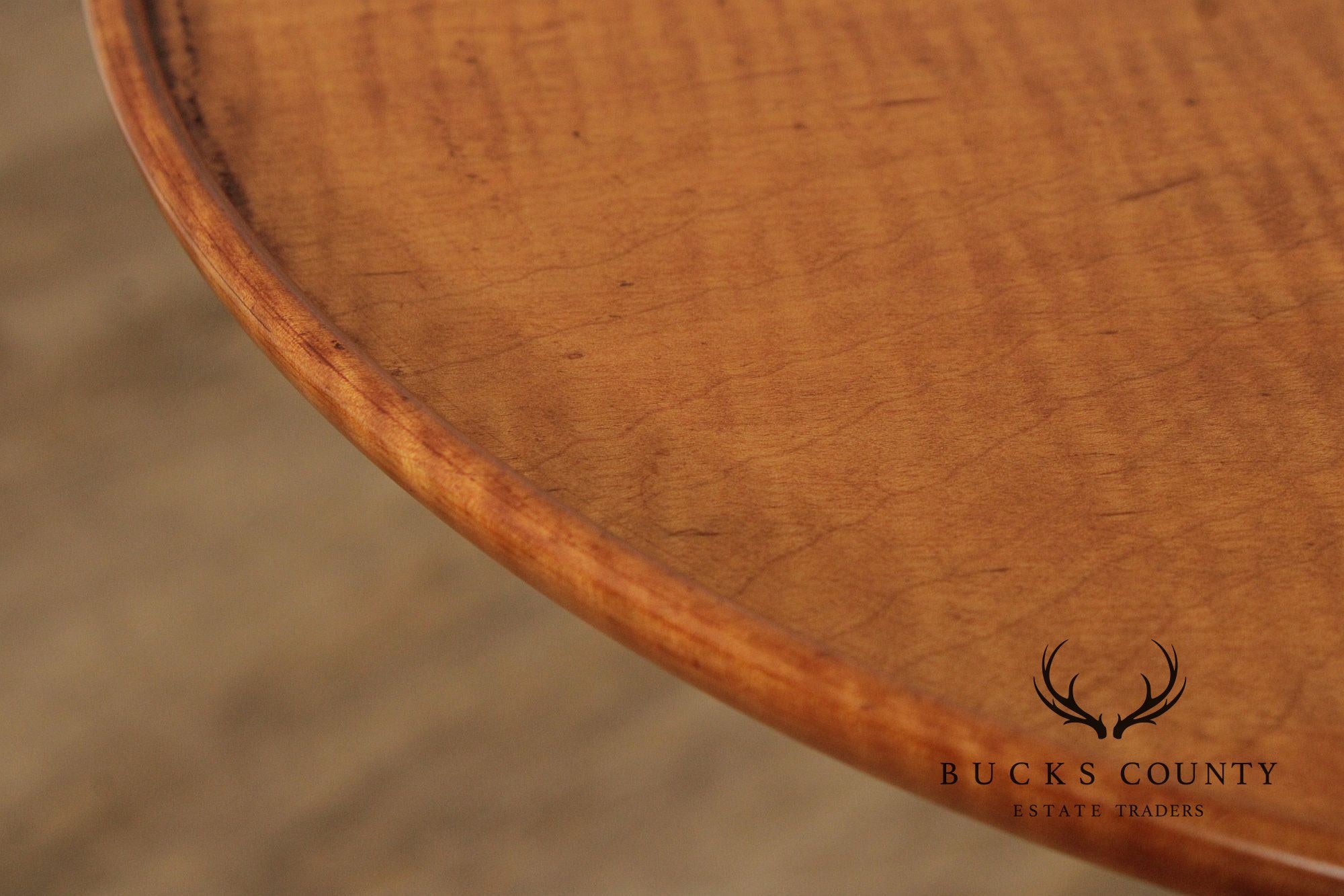 Custom Quality Queen Anne Style Tiger Maple Round Side Table