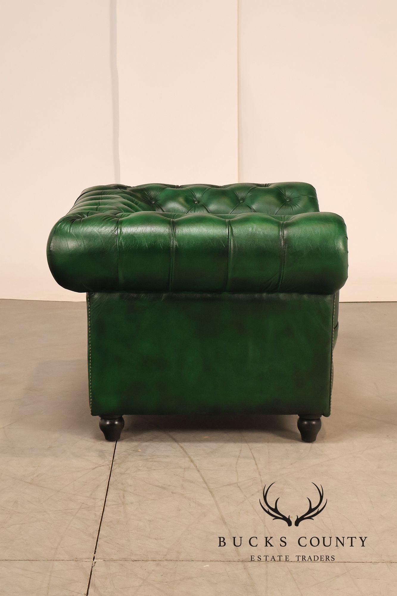 Chesterfield Style Polo Green Tufted Leather Club Chair