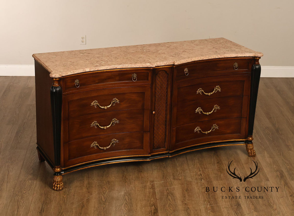 Marble Top Neoclassical Style Mahogany Dresser Buffet