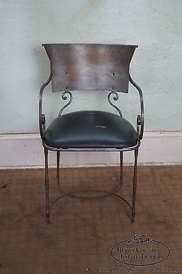 Quality Steel Directoire Style Klismos Arm Chair made in Italy