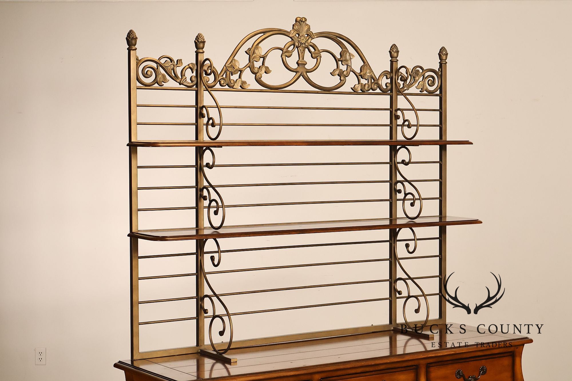 Drexel Heritage French Provincial Sideboard With Metal Scroll Baker's Rack
