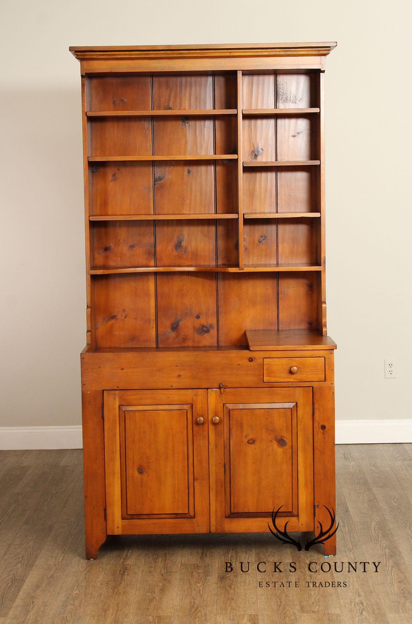 William Draper Farmhouse Style Pine Dry Sink Hutch