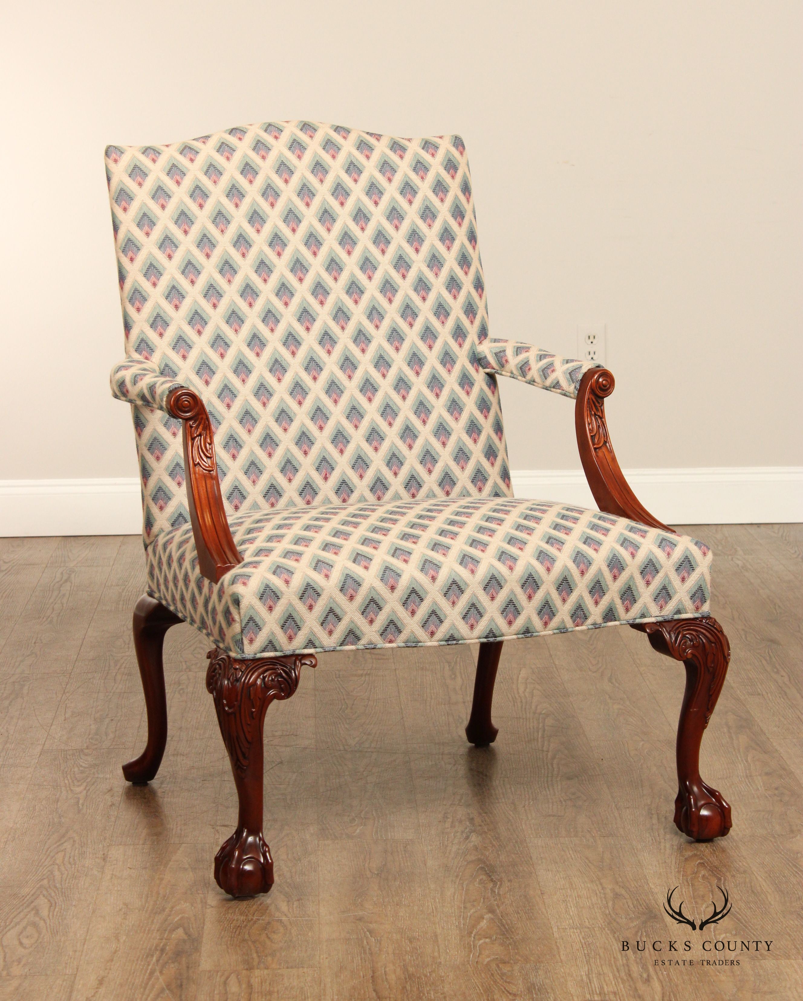 Southwood Chippendale Style Carved Mahogany Armchair