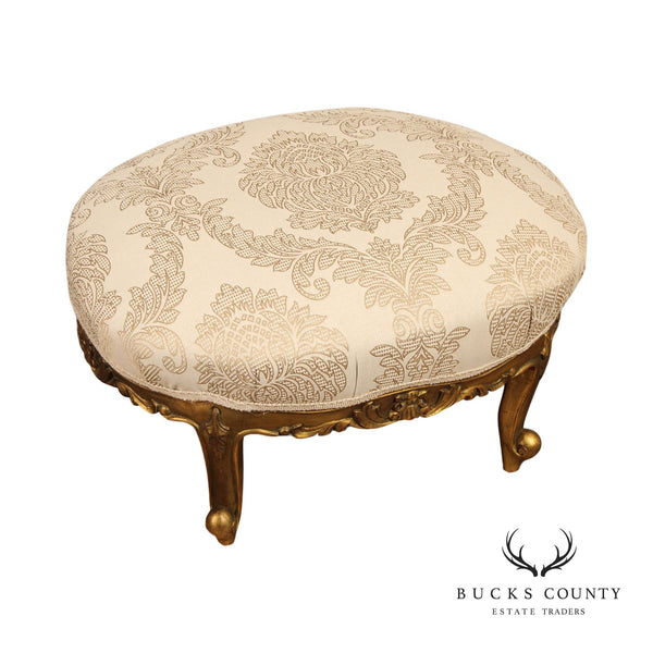 French Louis XV Style Carved Giltwood Footstool