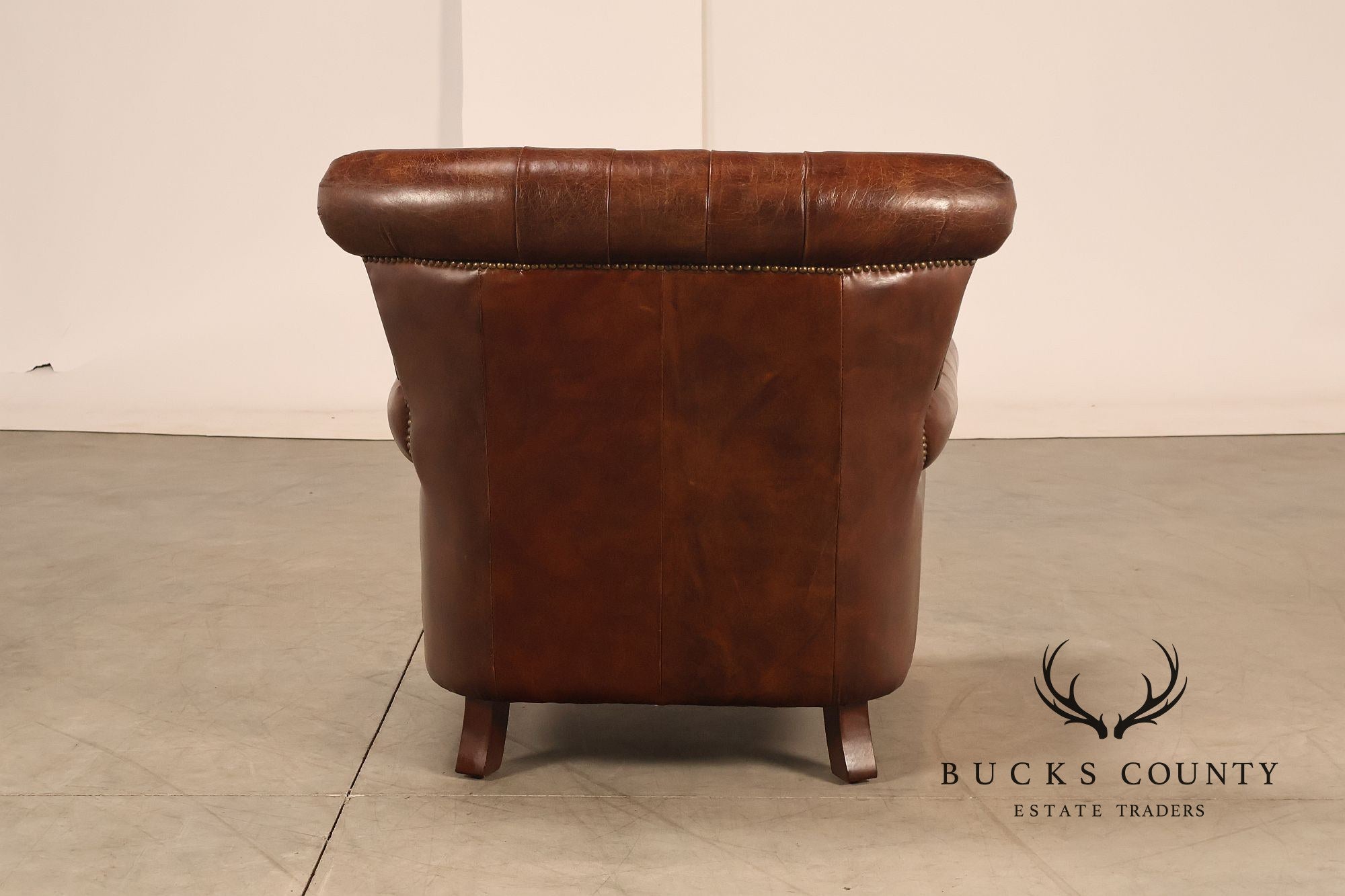 Moe's Home Collection Pair of Tufted Distressed Brown Leather Armchairs