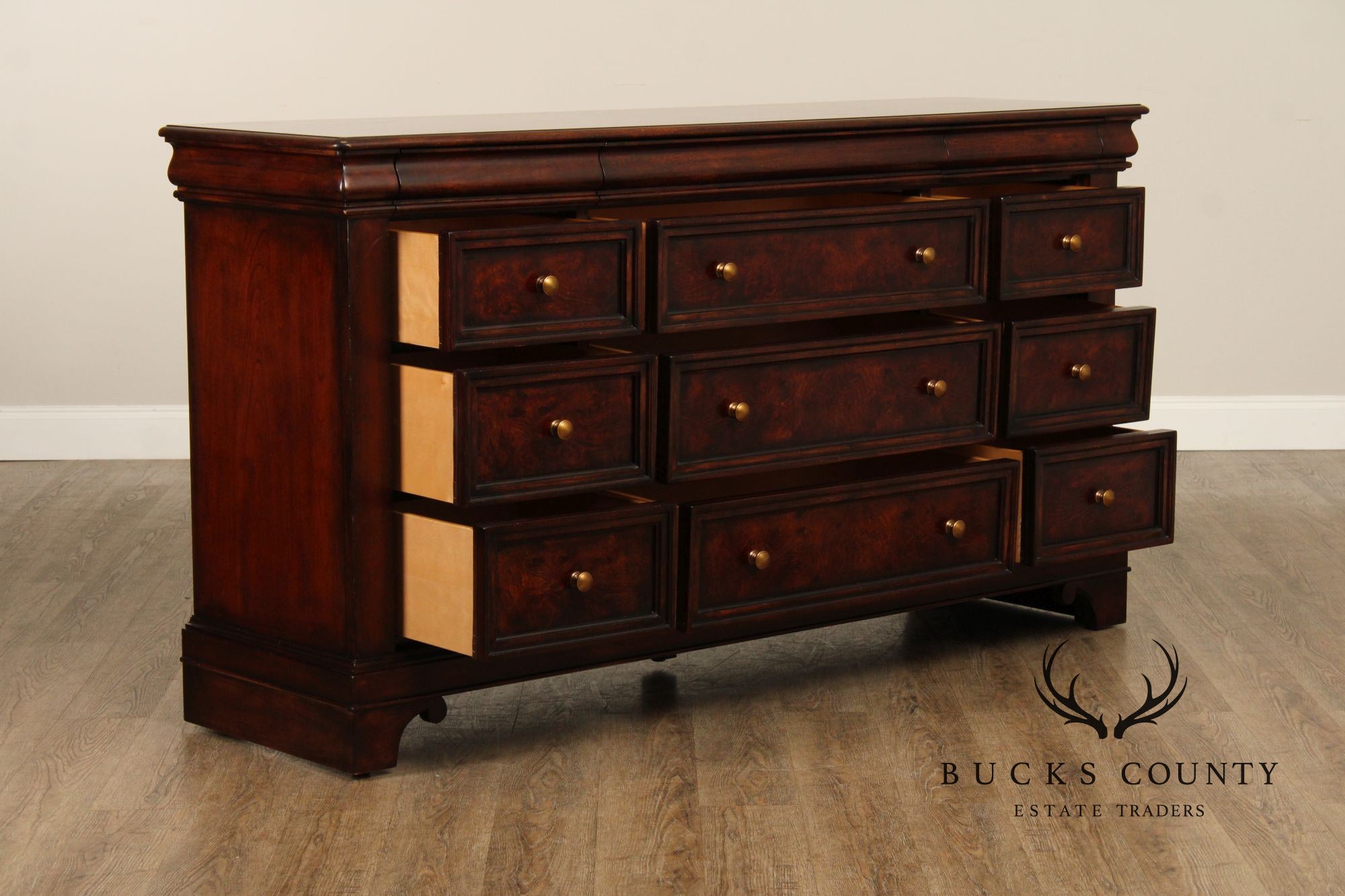 Bernhardt Louis Philippe Style Burlwood Long Dresser