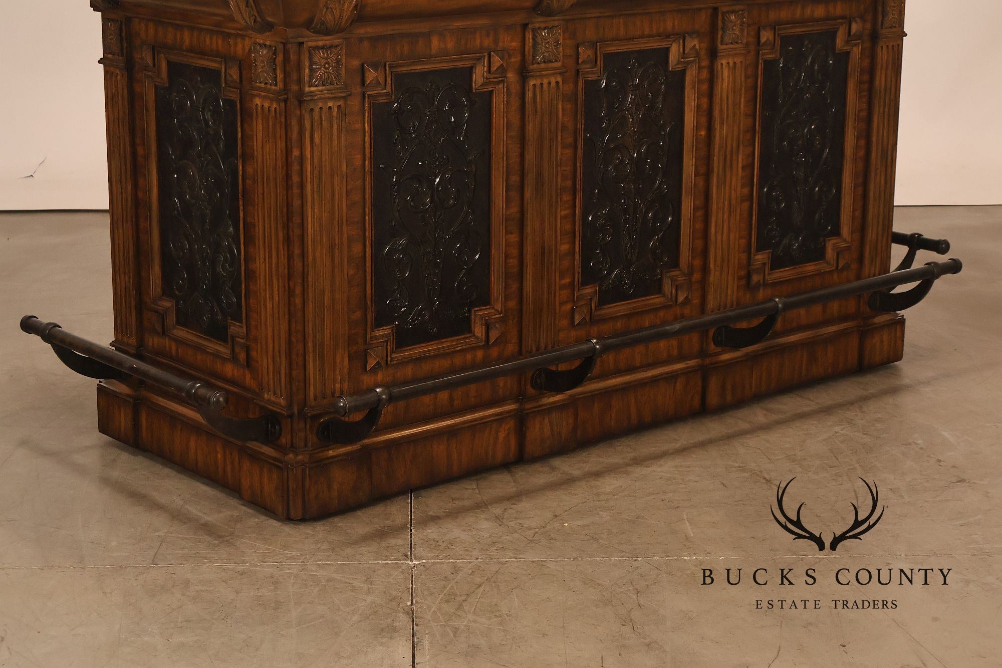 Maitland-Smith Neoclassical Style Faux Marble Top Home Bar