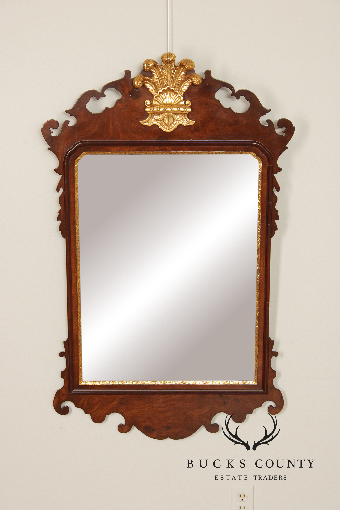 Friedman Brothers Colonial Williamsburg Burl Walnut Wall Mirror