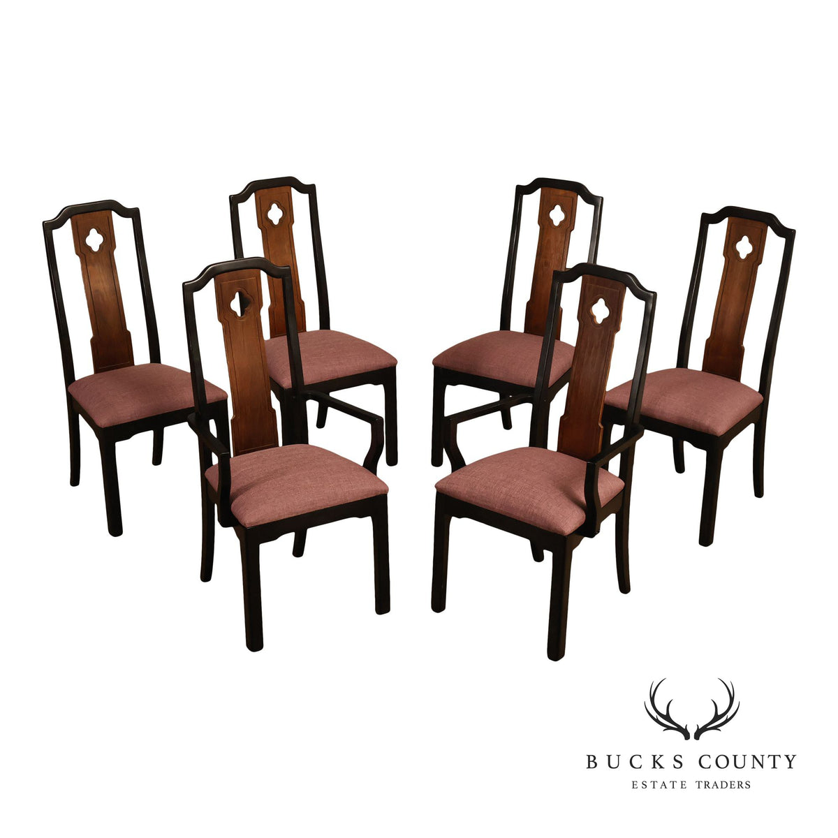 Thomasville Embassy Set Of 6 Chinoiserie Asian Inspired Dining Chairs