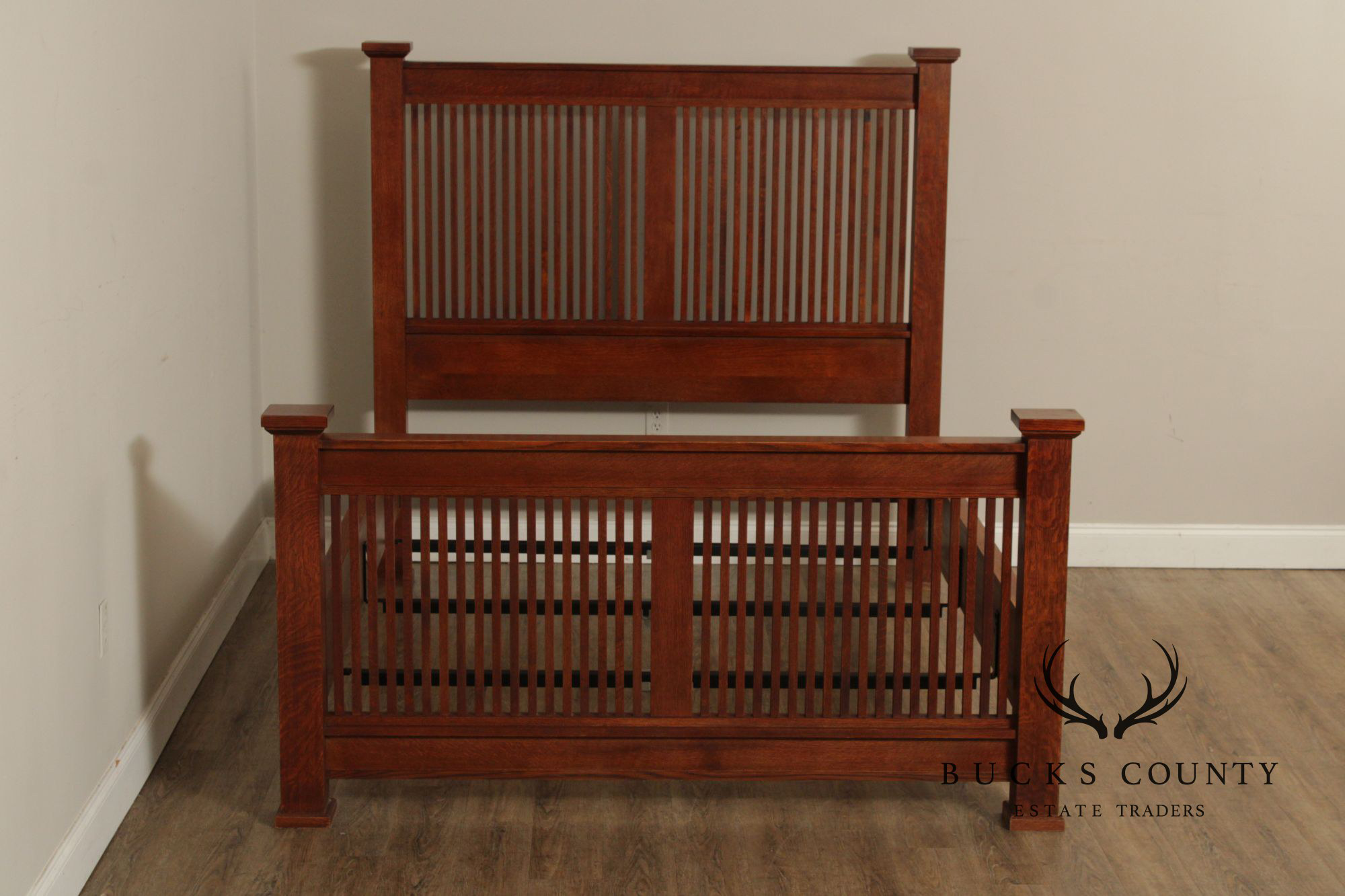 Stickley Mission Collection Queen Size Oak Prairie Spindle Bed