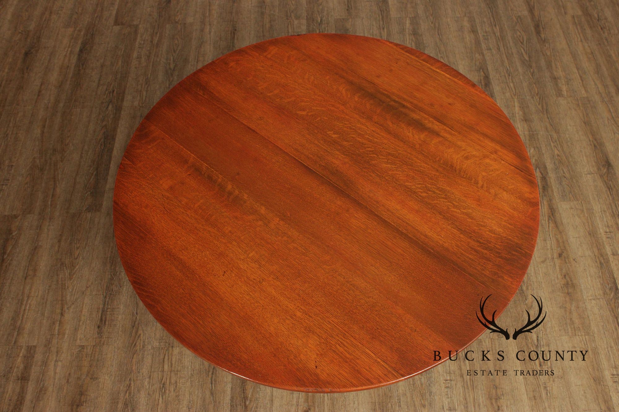 Antique L. & J.G. Stickley Mission Oak Round Dining Table