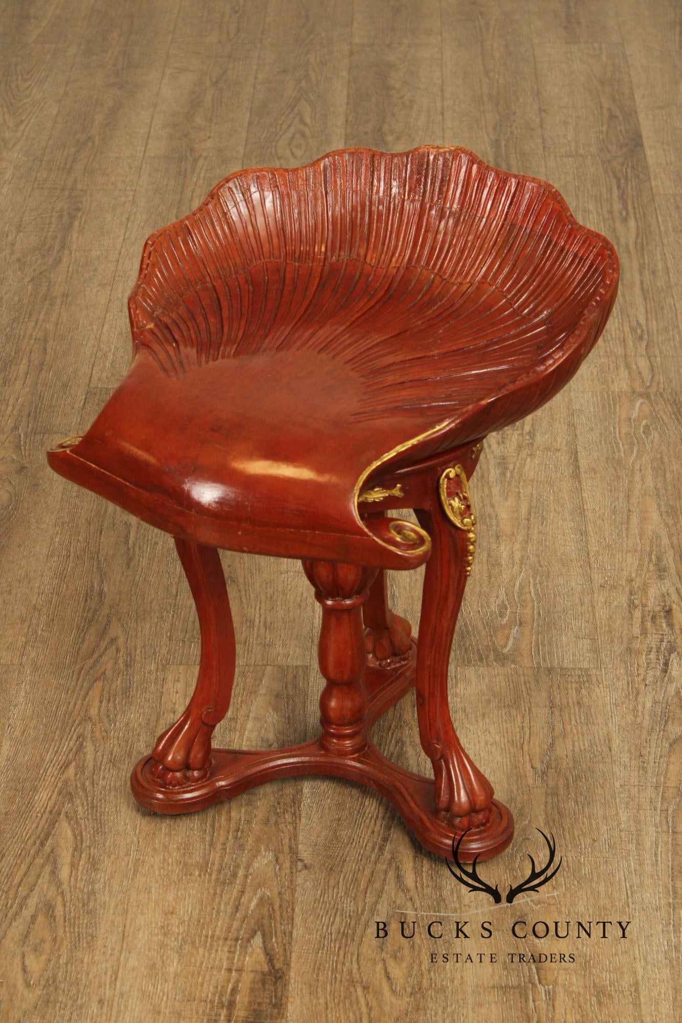 Venetian Carved and Partial Gilt Grotto Stool