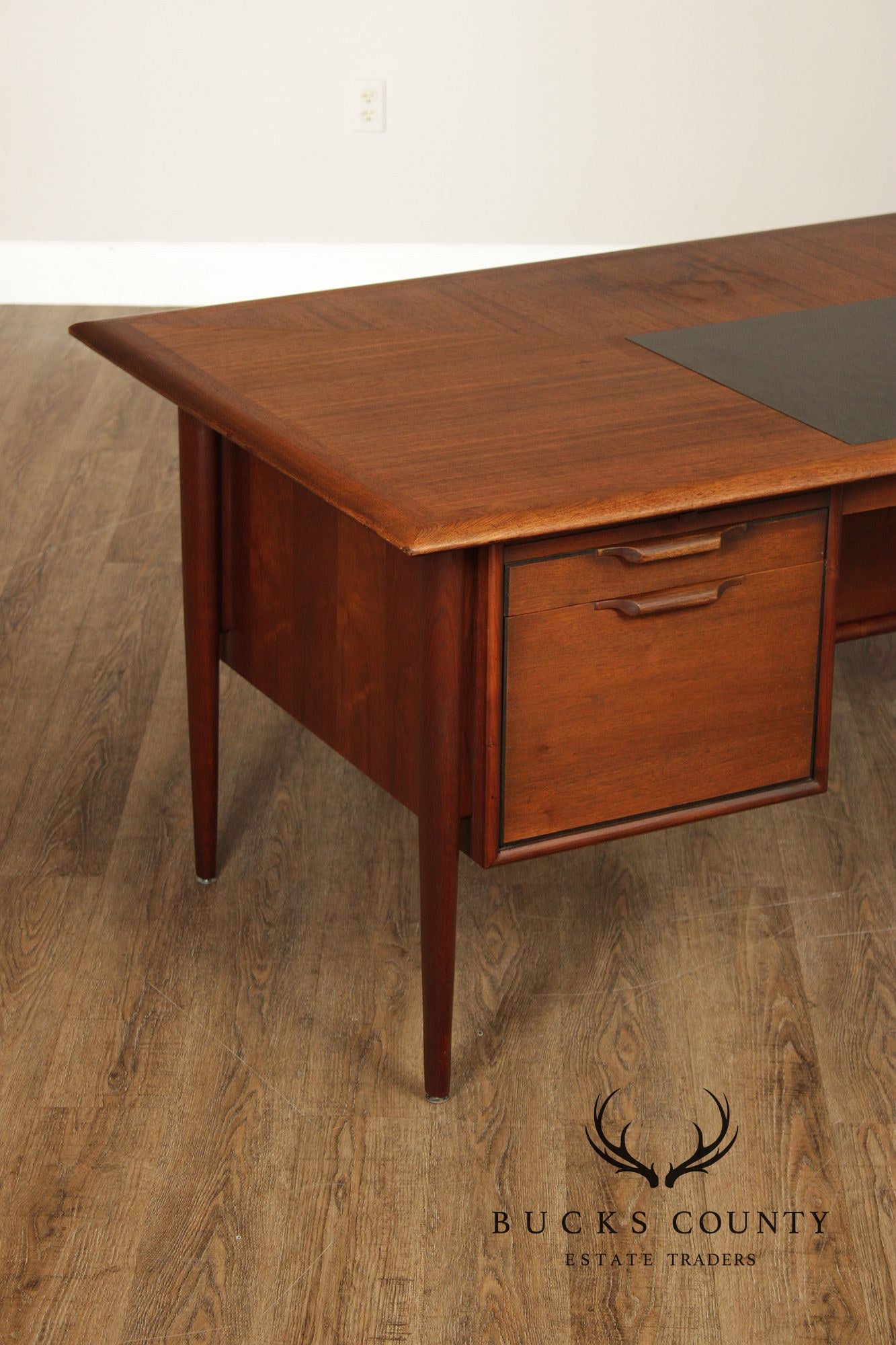 Castilian Mid Century Modern Walnut Executive Writing Desk
