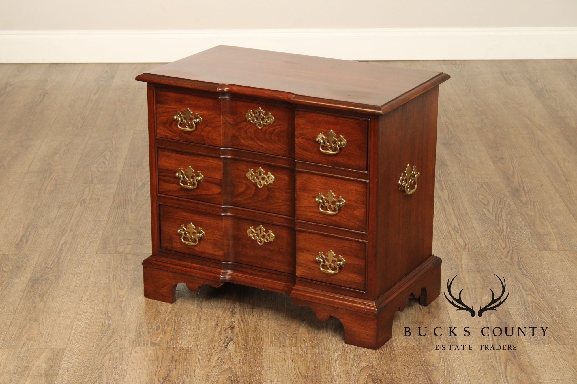 Pennsylvania House Chippendale Style Cherry Blockfront Chest Nightstand