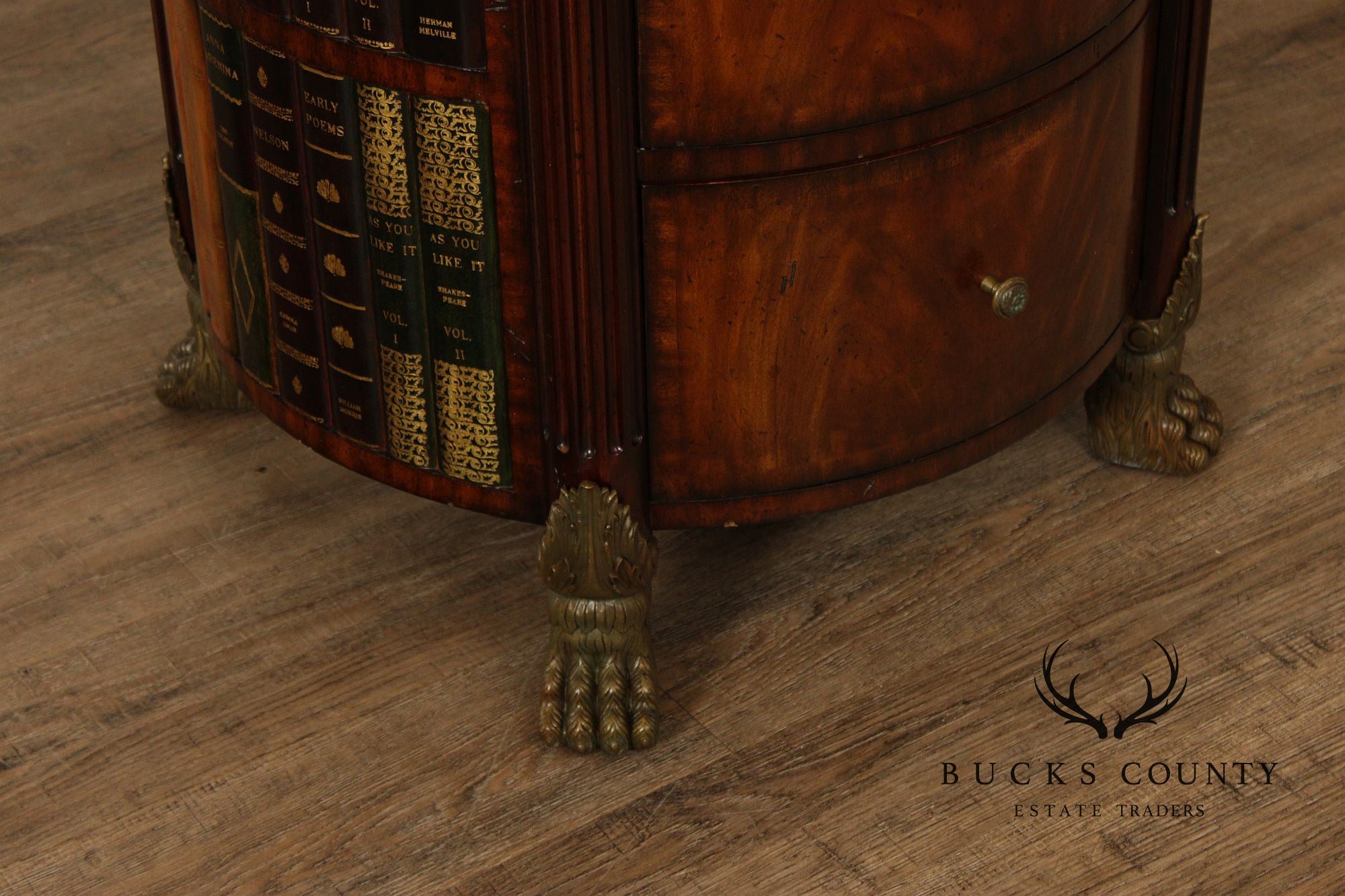 Maitland-Smith Regency Style Mahogany Faux Book Drum Table