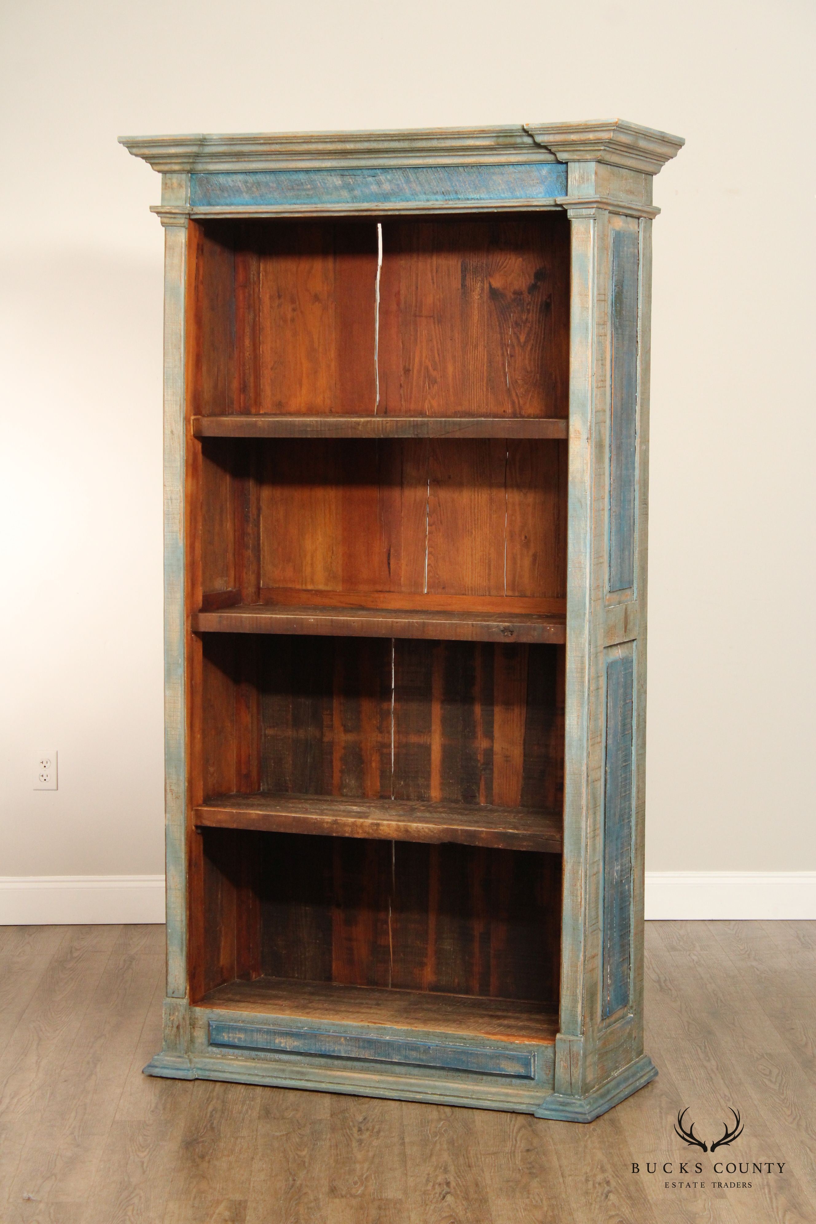 Rustic Farmhouse Style Painted Tall Open Bookcase