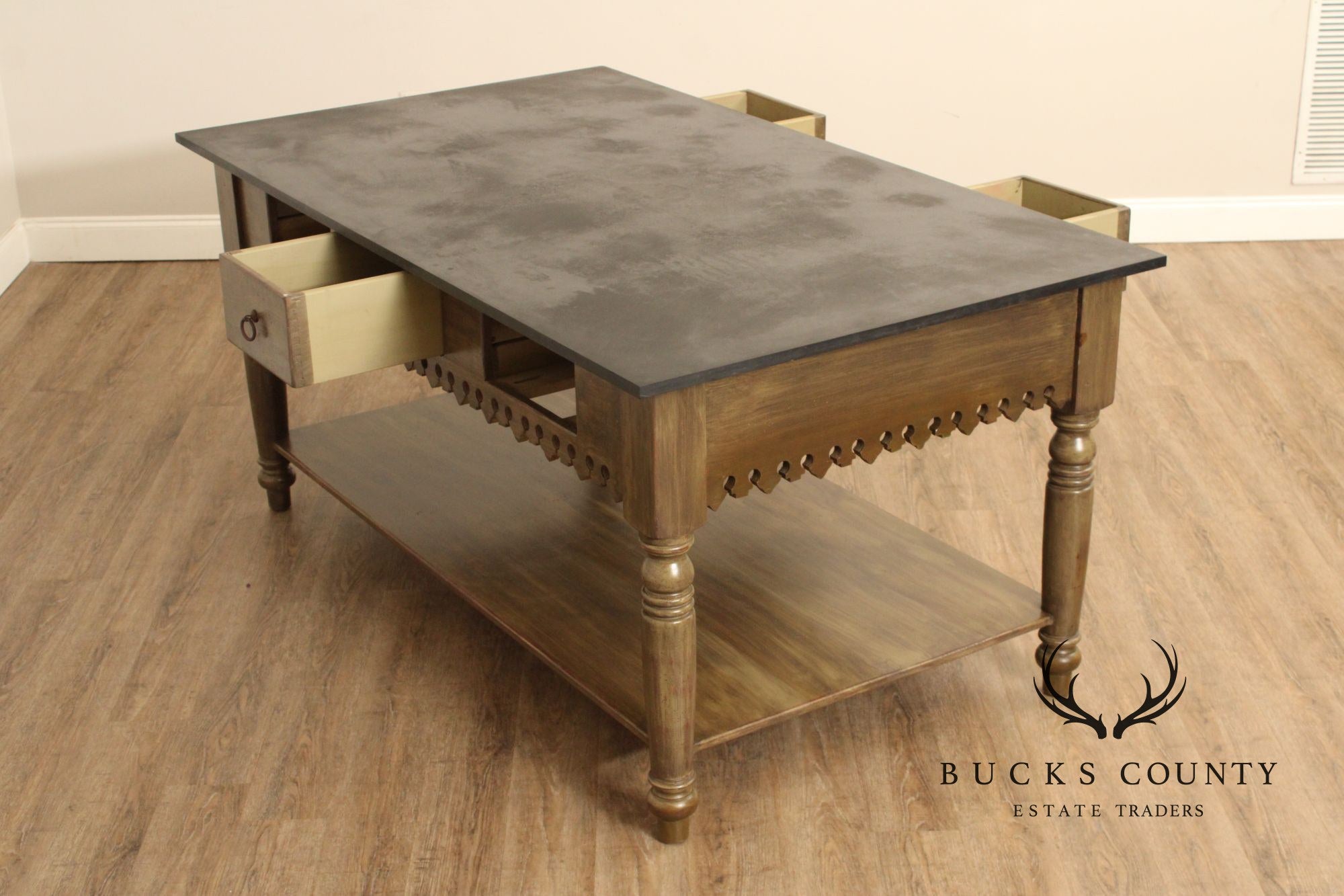 Rustic Farmhouse Style Large Slate Top Island Table