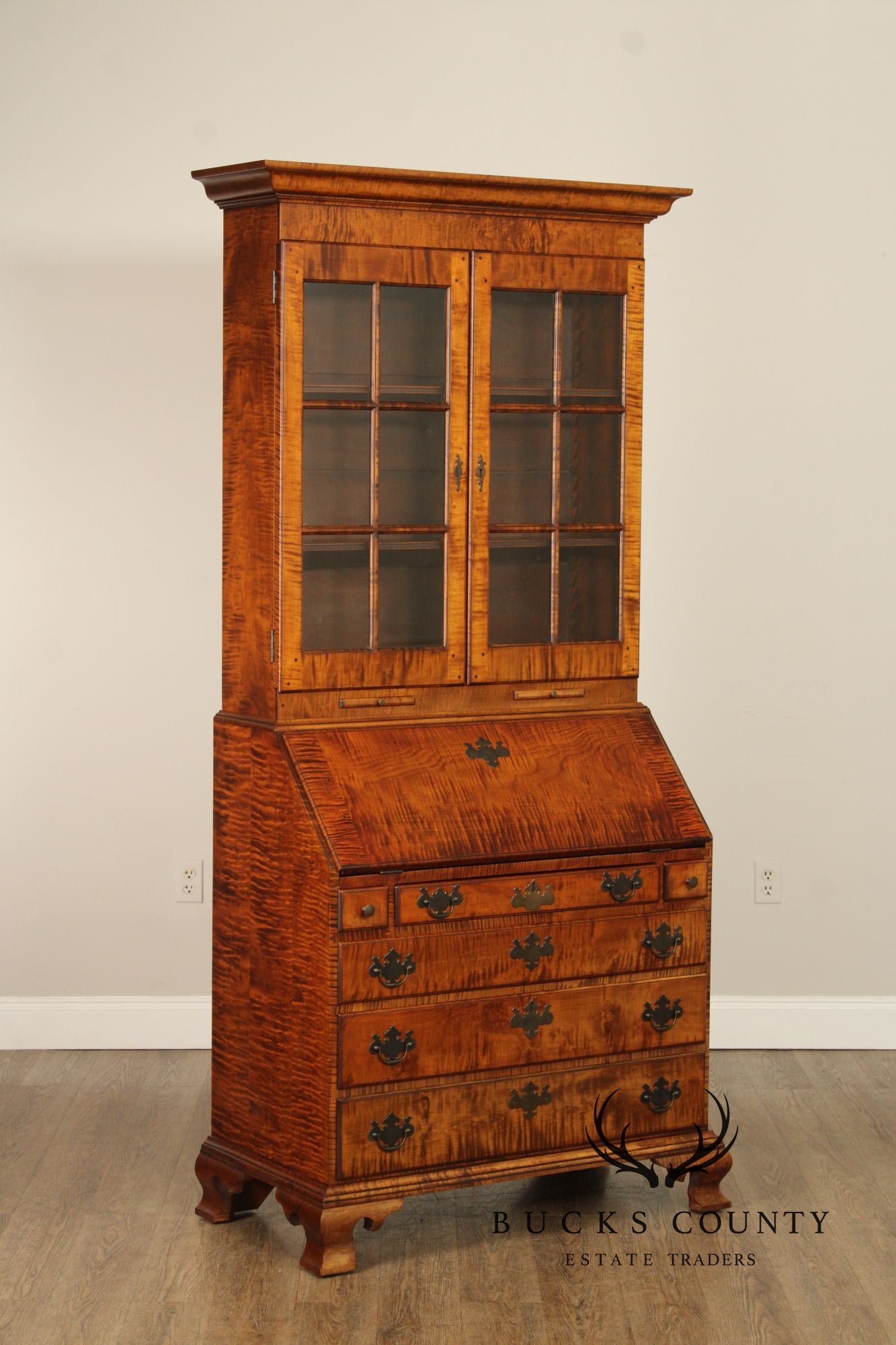 GREGG PERRY CUSTOM CRAFTED TIGER MAPLE SECRETARY DESK