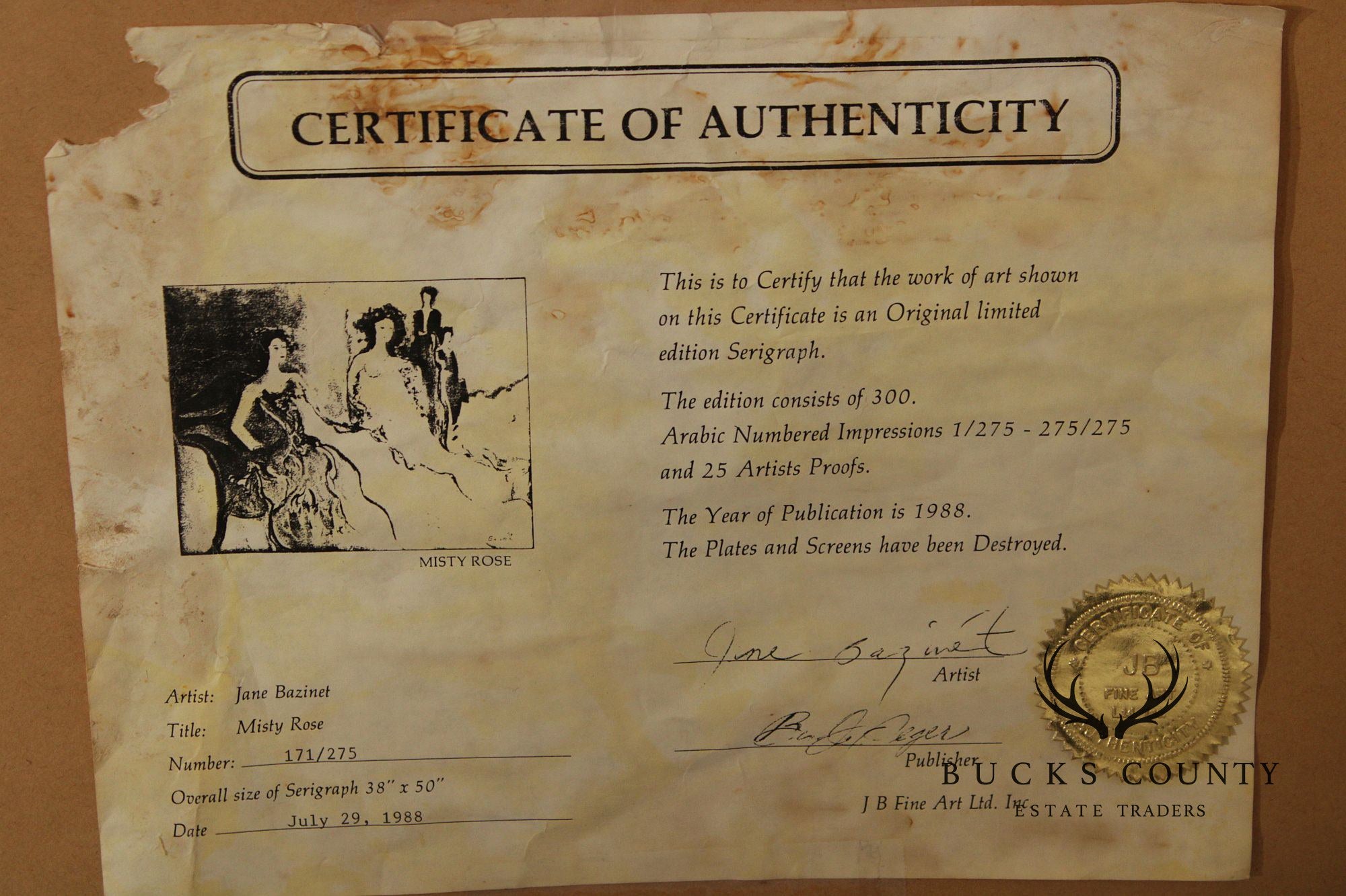 Jane Bazinet Framed Serigraph Print, 'Misty Road'