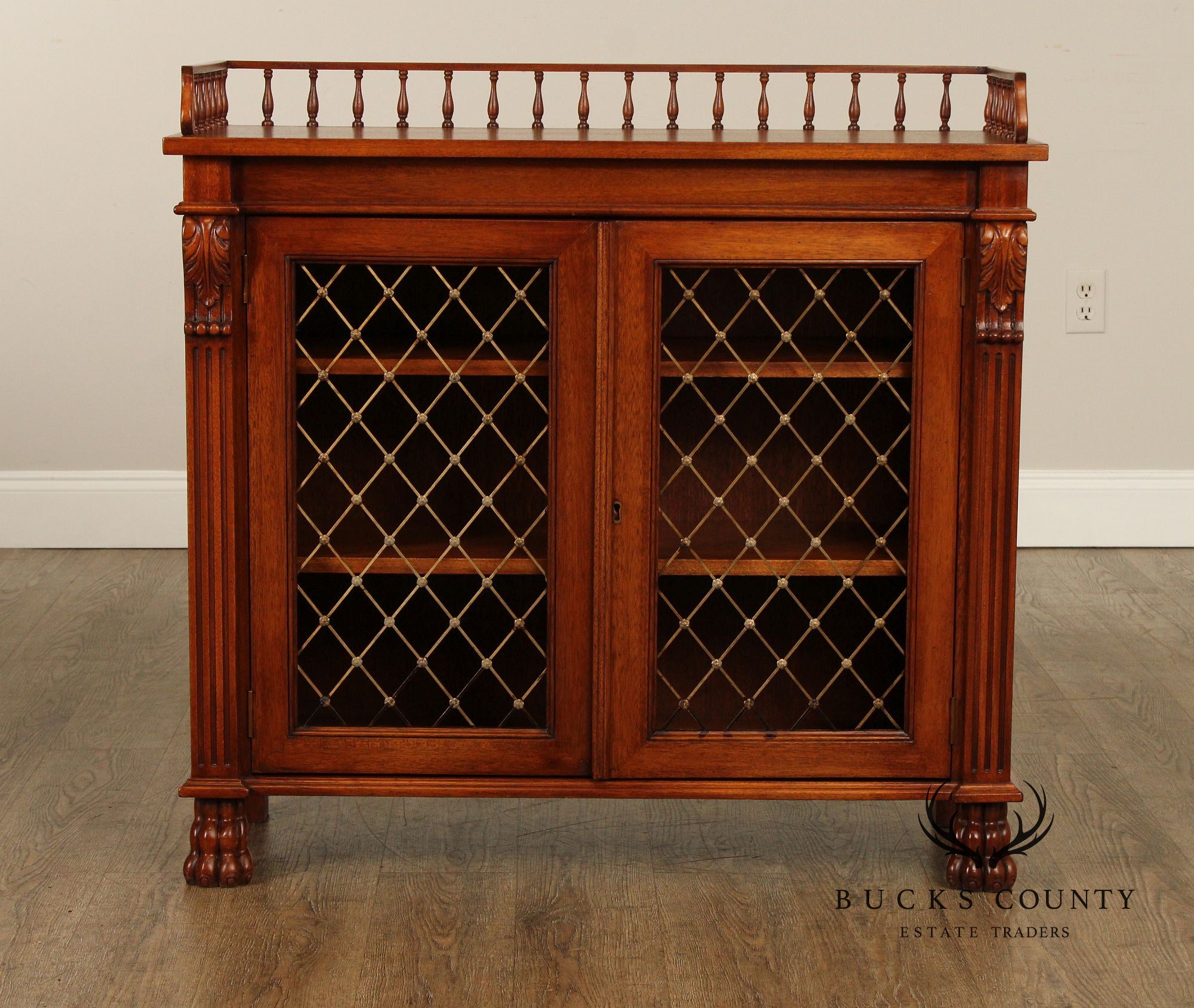 Banks, Coldstone Co. English Regency Style Mahogany Bookcase or Bar Cabinet