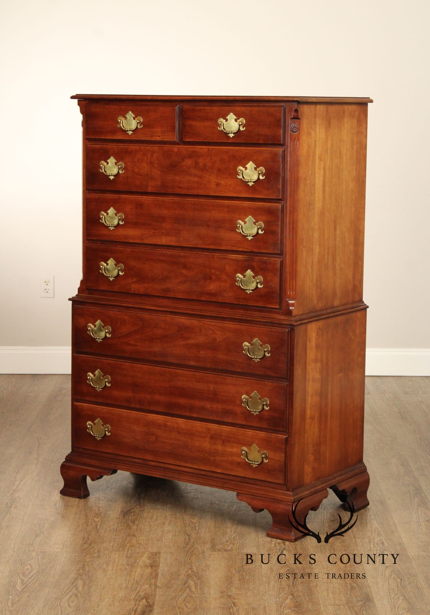 Statton Chippendale Style Solid Cherry Tall Chest