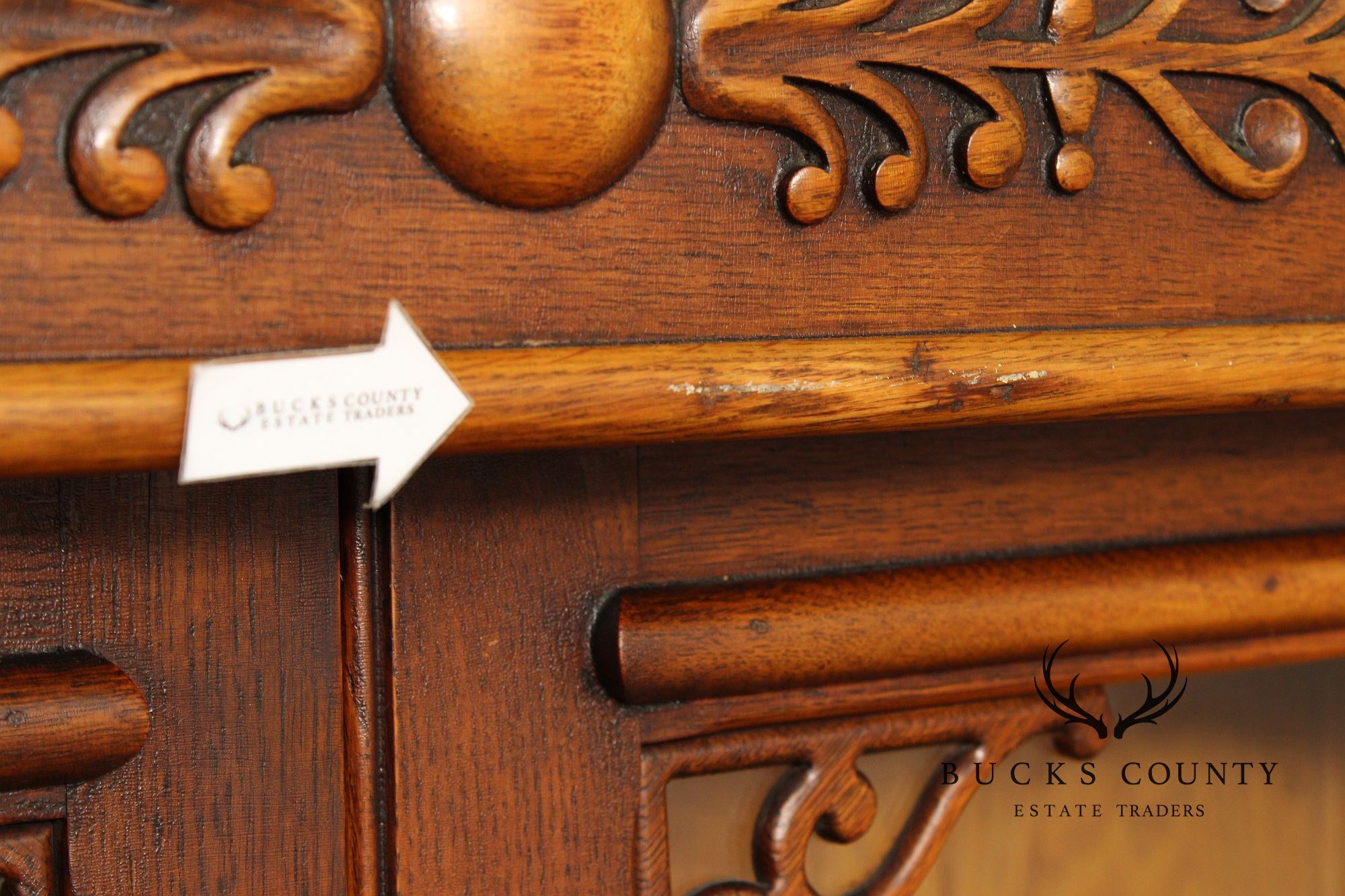 Antique Victorian Carved Oak Two-Door Bookcase