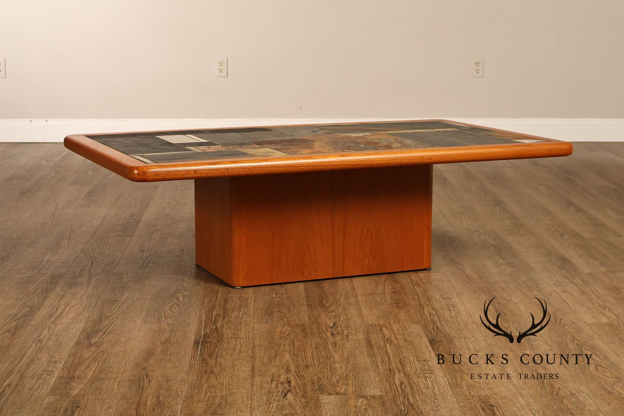 Sallingboe Jelling Danish Modern Teak And Slate Top Coffee Table