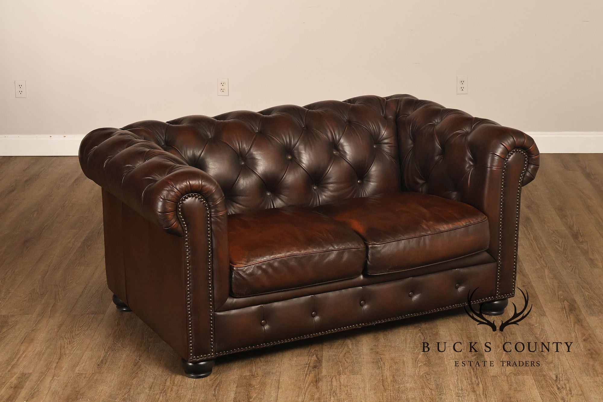 Leather Chesterfield Style Loveseat