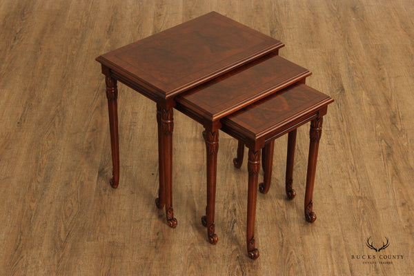 Karges French Regency Style Set Of Three Walnut Nesting Tables