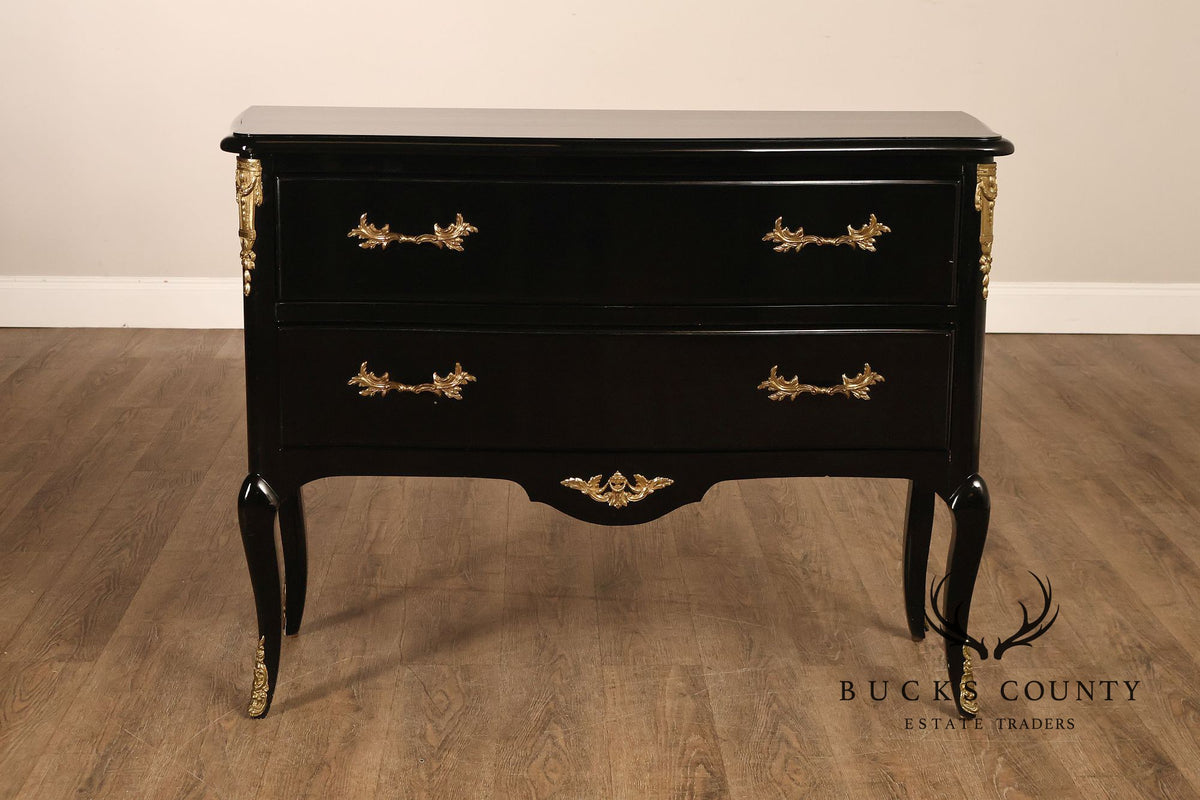 French Louis XV Style Black Lacquer Commode