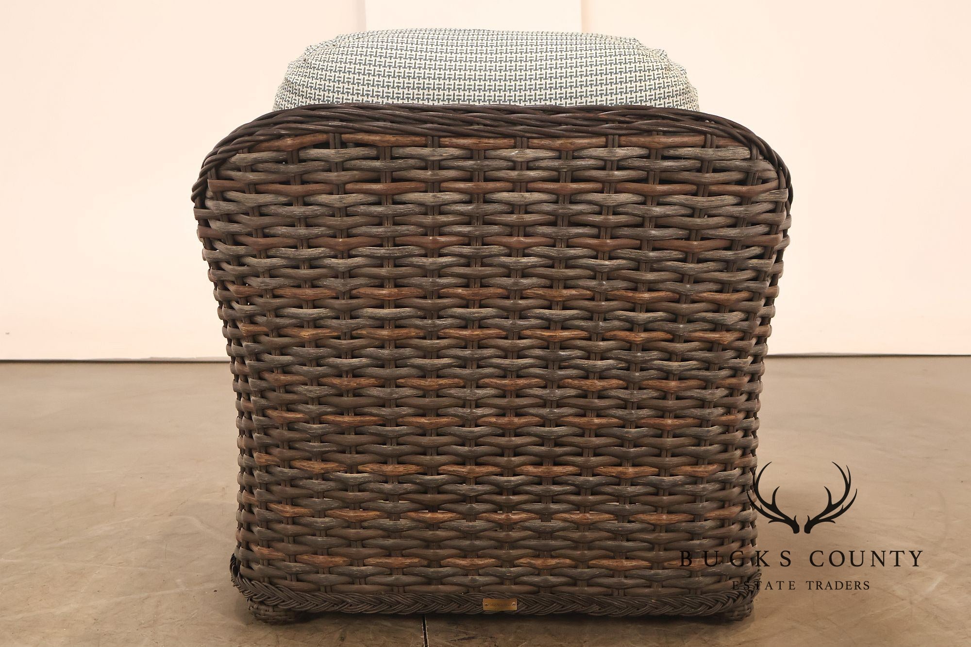 Lane Venture Pair Of Woven Wicker Outdoor Lounge Club Chairs With Cushions