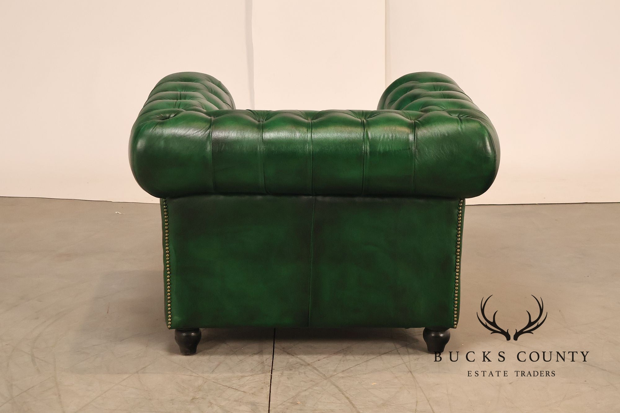 Chesterfield Style Polo Green Tufted Leather Club Chair