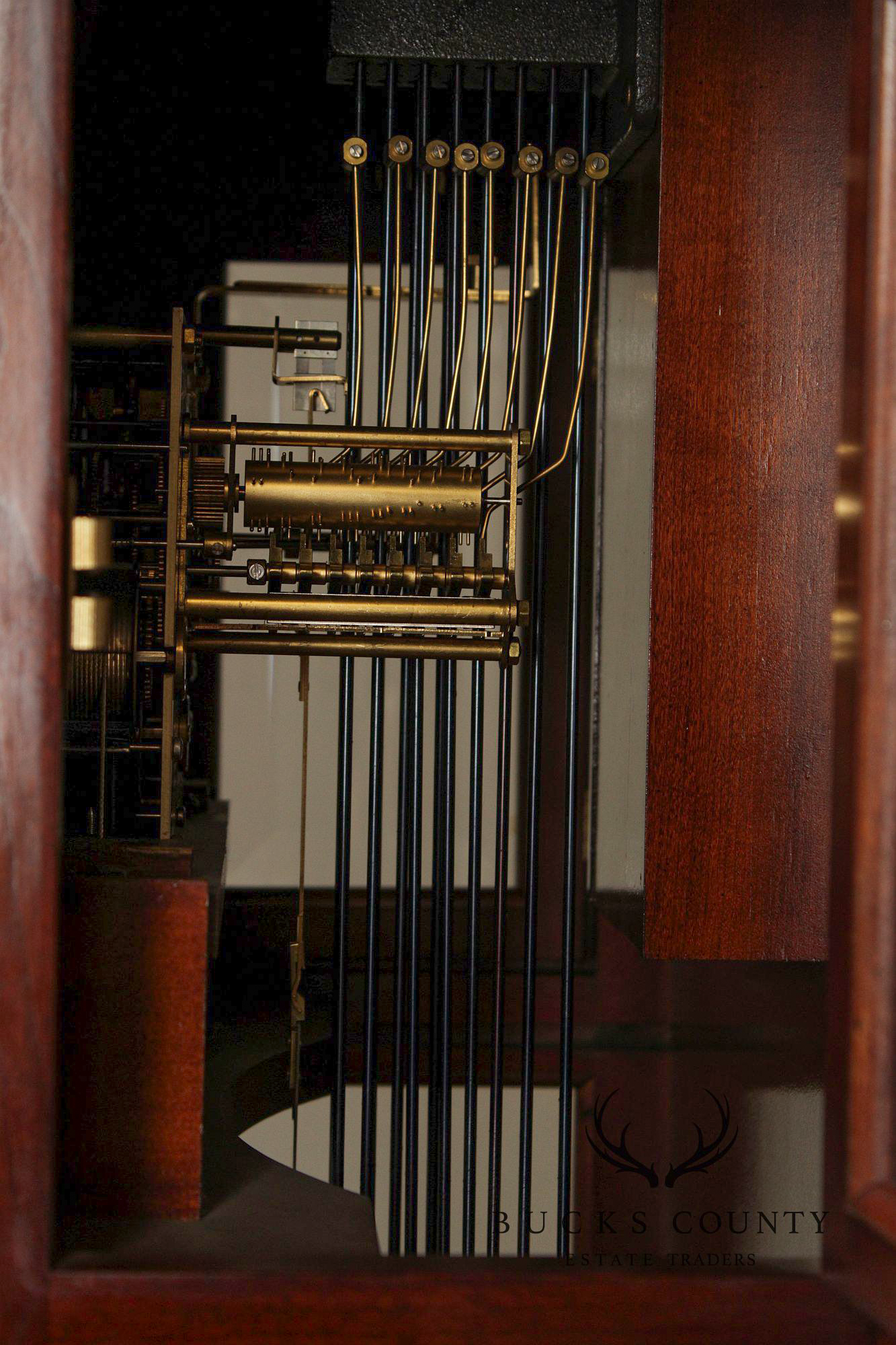 Sligh Mahogany Inlaid Grandfather Clock With Moon Phase Dial