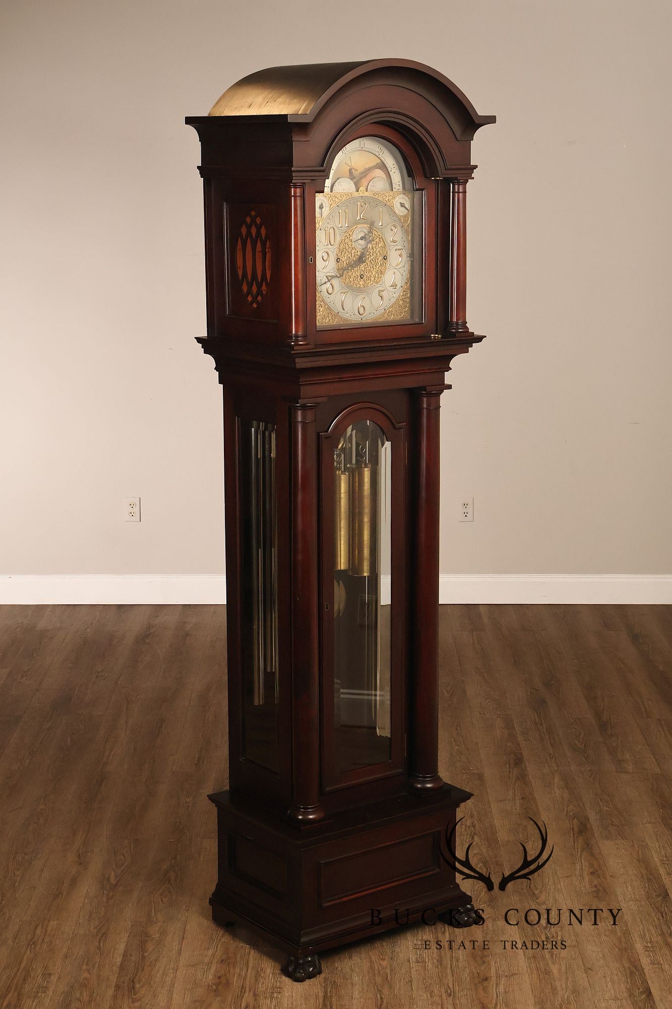 Baily Banks and Biddle  Antique Mahogany 9 Tube Grandfather Clock