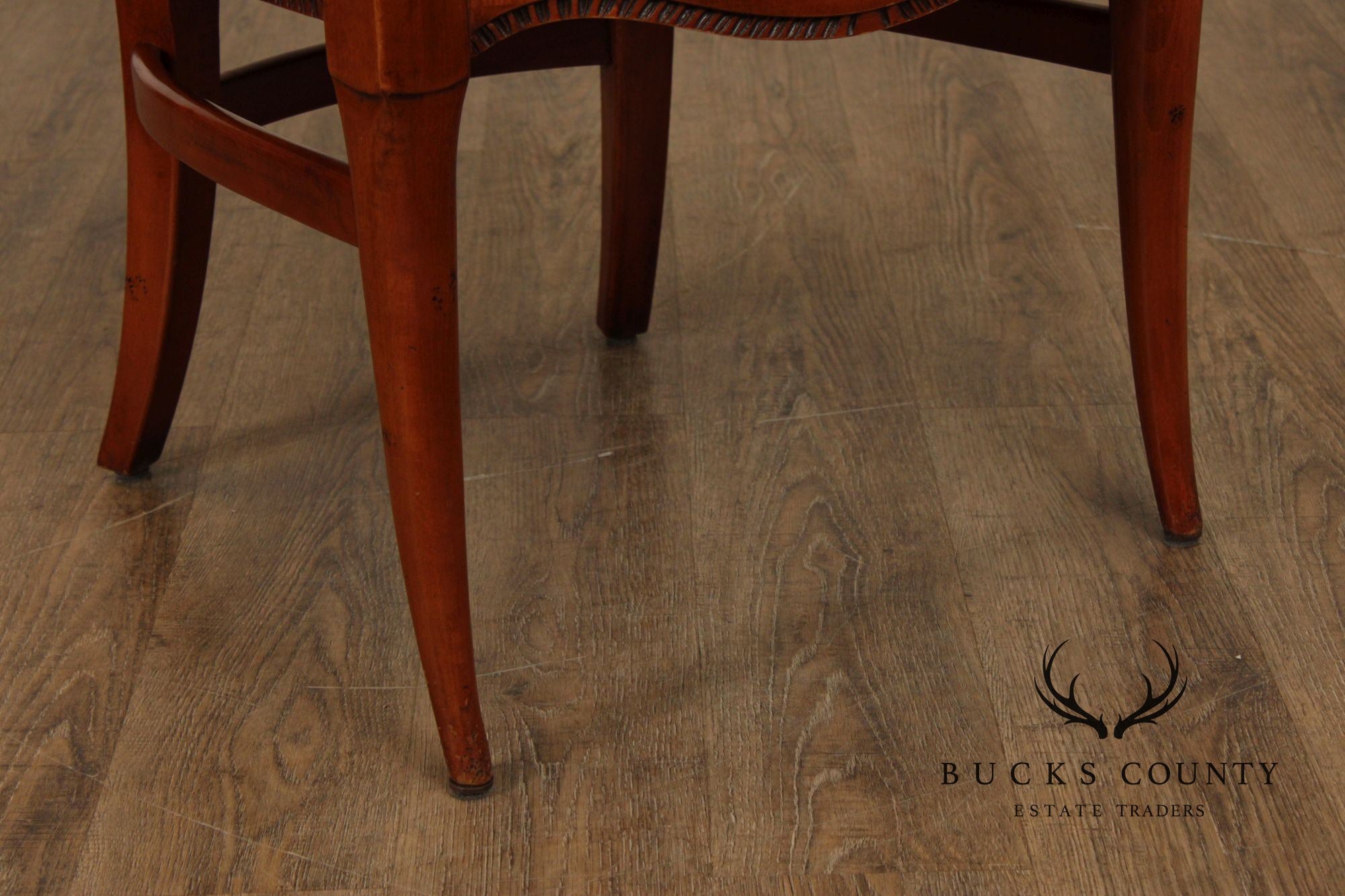 Federal Style Set of Four Eagle-Carved Rush Seat Dining Chairs
