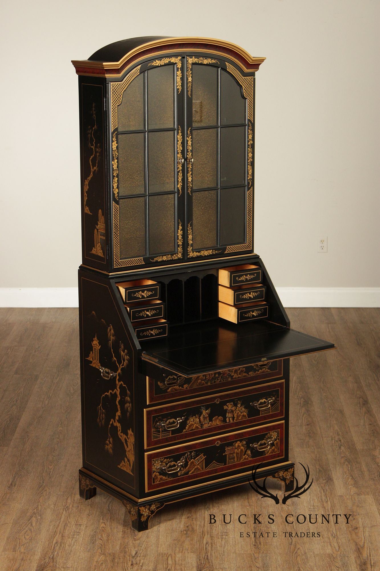 Maddox Colonial Hand Painted Chinoiserie Secretary Desk