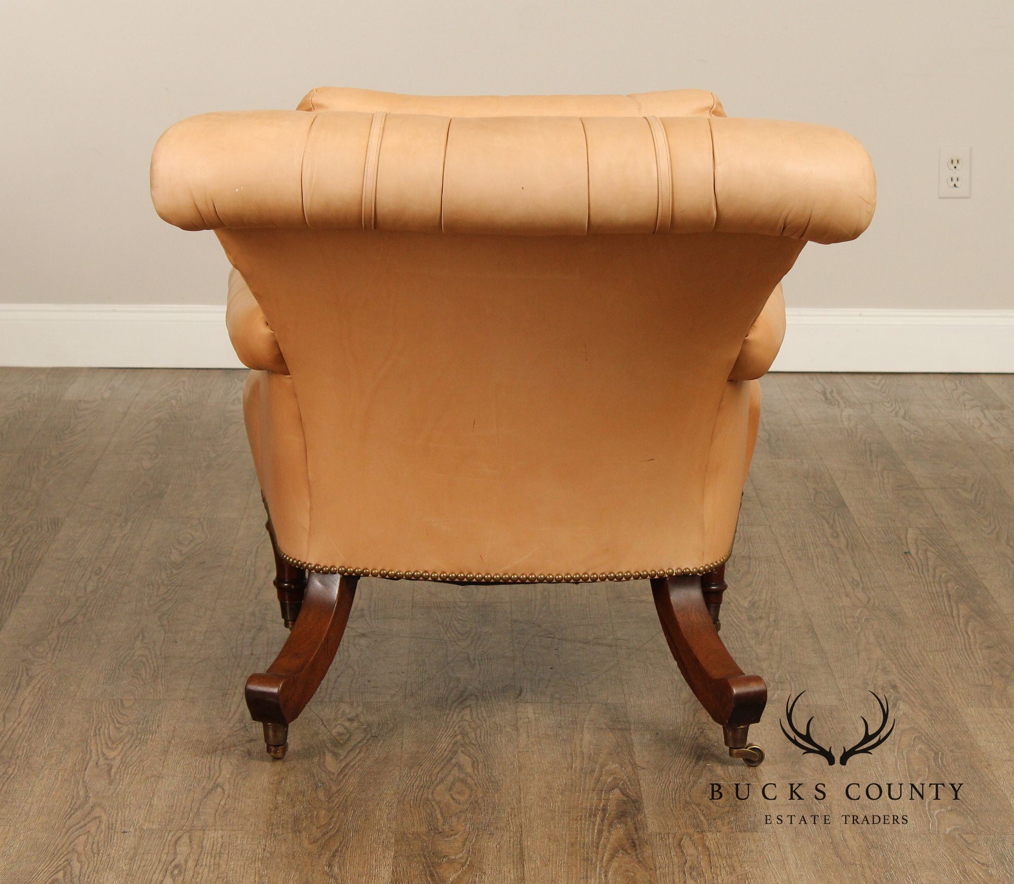 English Regency Style Tufted Leather Lounge Chair