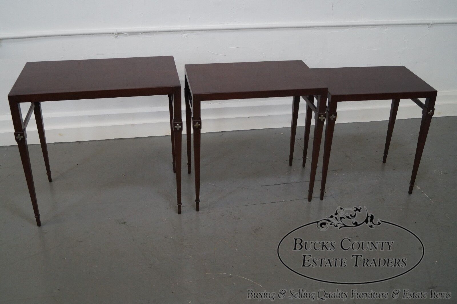 Tommi Parzinger 3 Nesting Mahogany Tables signed Charak Modern