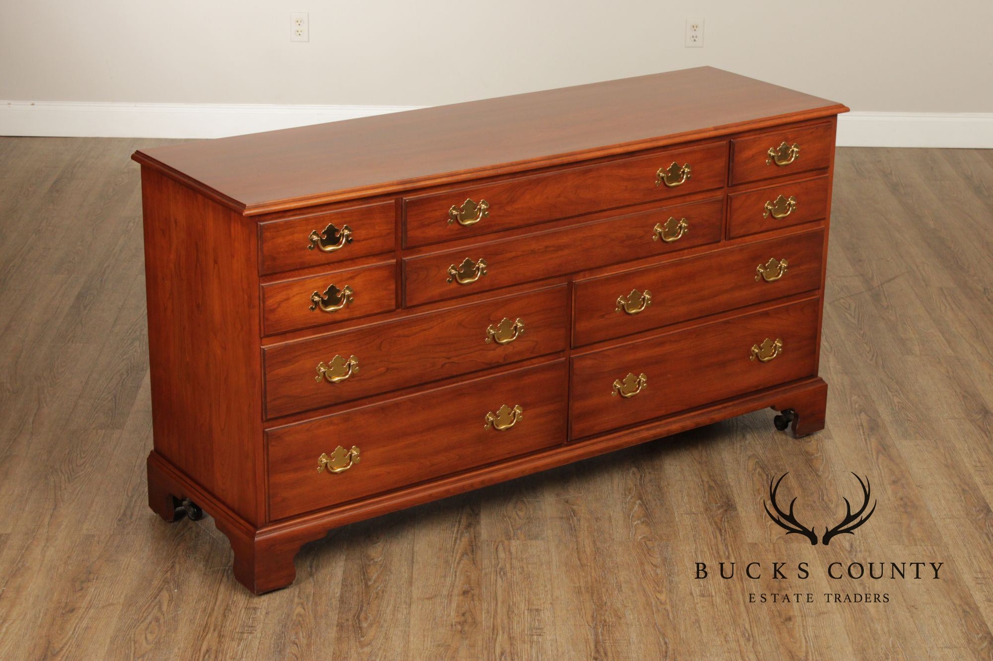 Henkel Harris Vintage Chippendale Style Cherry Long Dresser