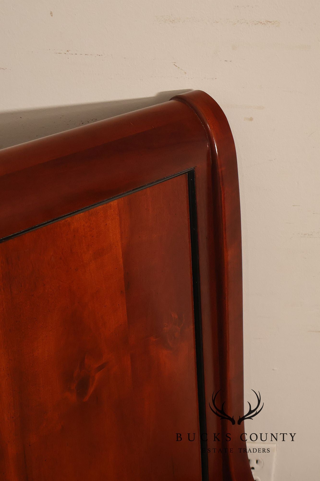 Century Furniture Biedermeier Style Yew Wood Queen Sleigh Bed