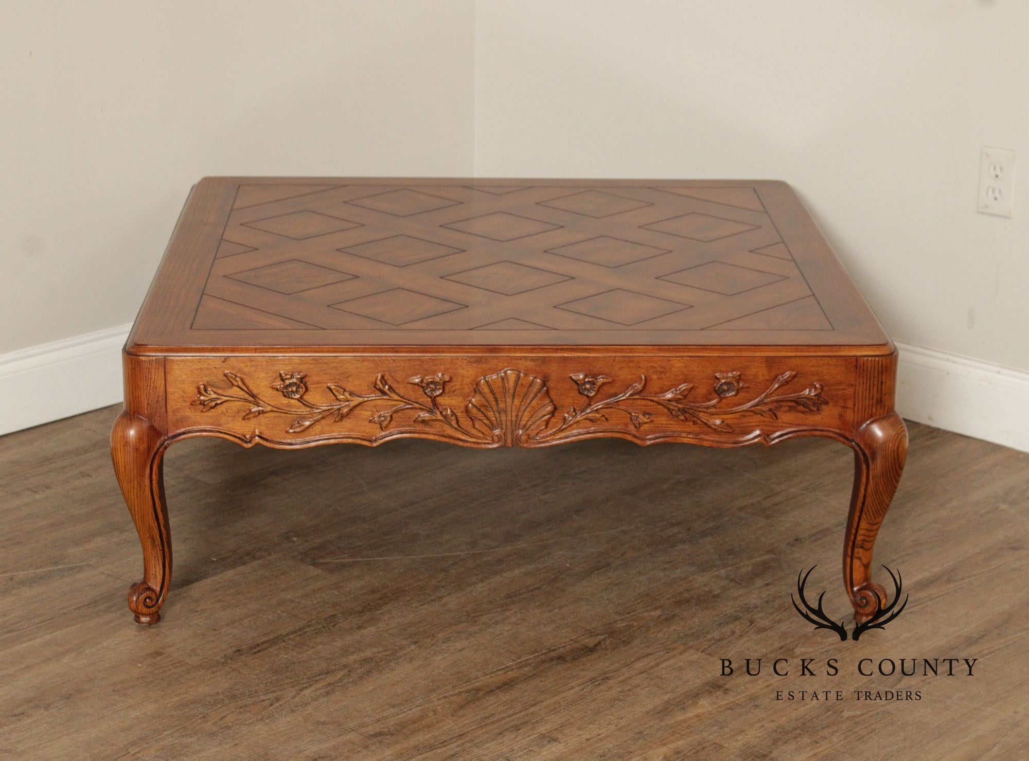 Henredon French Provincial Style Carved Oak Coffee Table