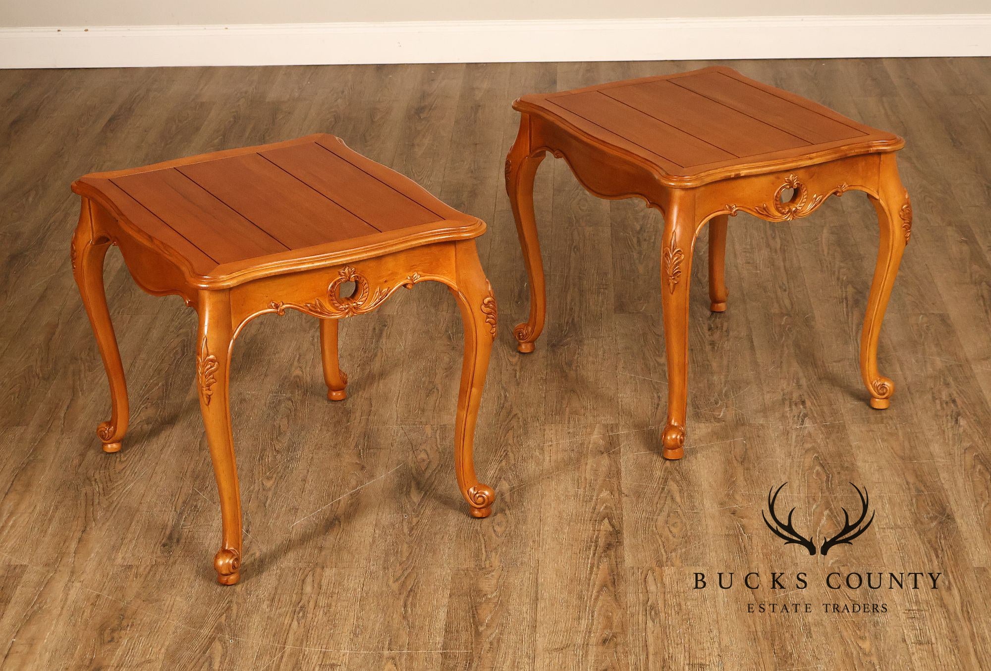 Ethan Allen Legacy Collection French Louis XV Style Pair Of End Tables