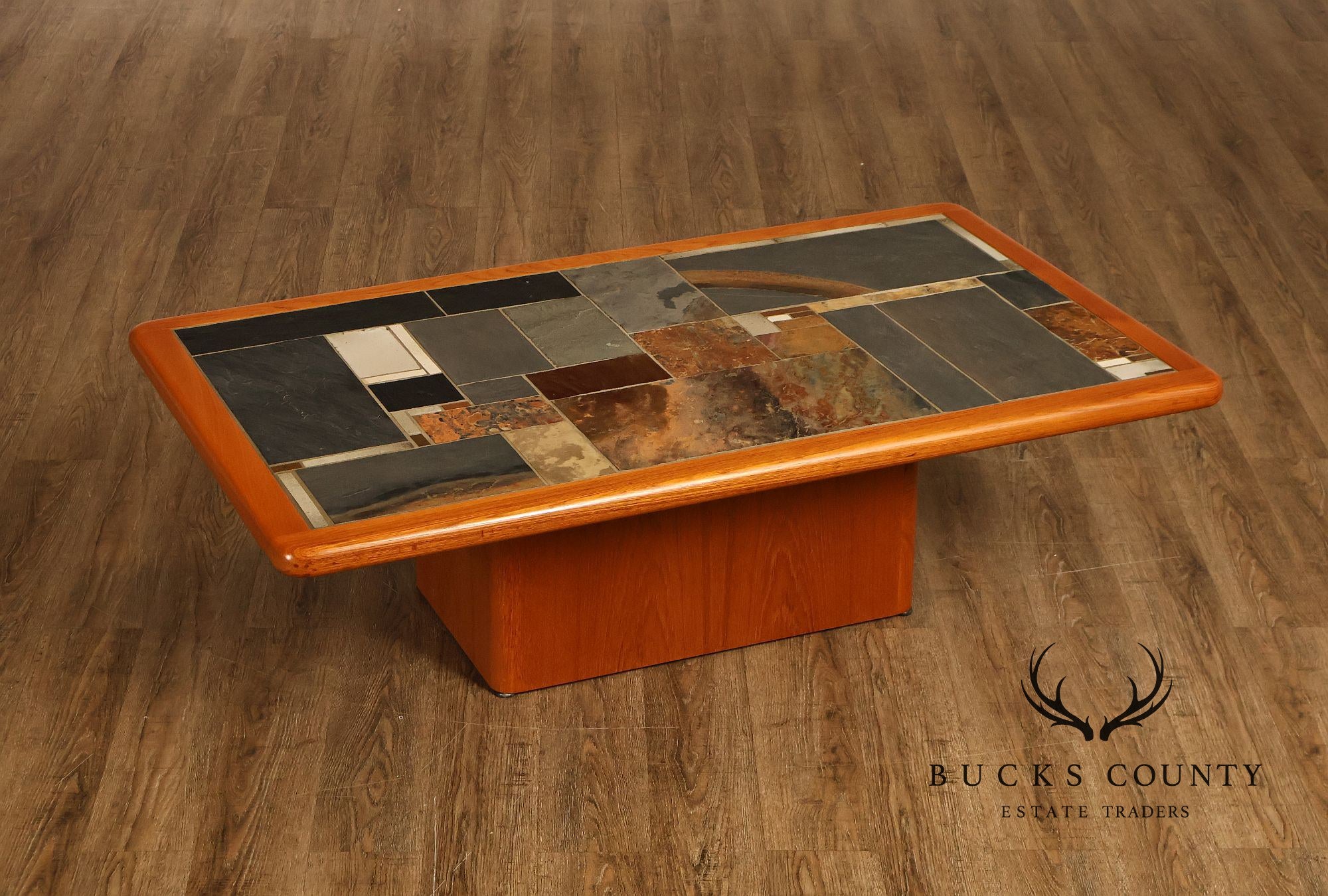 Sallingboe Jelling Danish Modern Teak And Slate Top Coffee Table