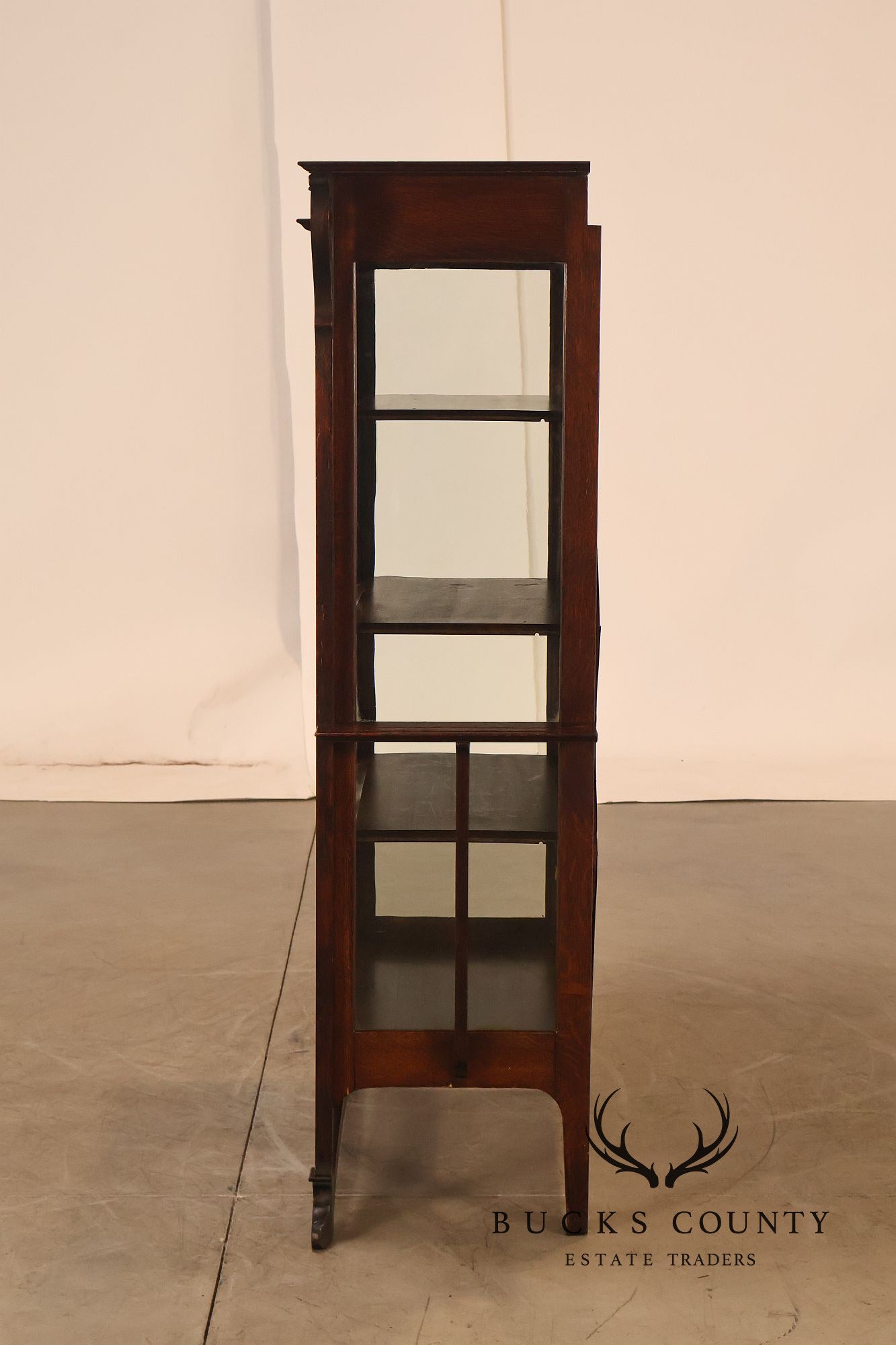 Antique Art Nouveau Leaded Glass Curio Cabinet