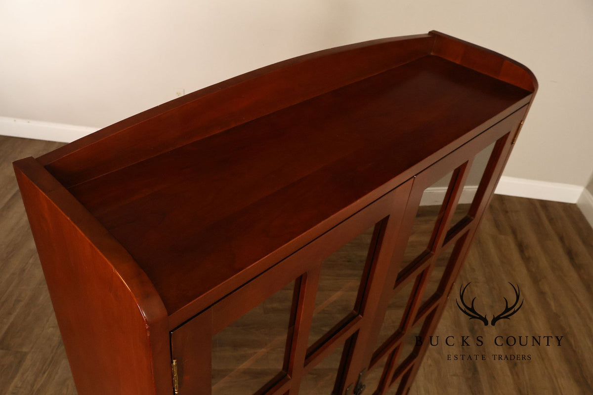 Robert Bergelin Company Custom Arts And Crafts Cherry Glass Door Bookcase Cabinet