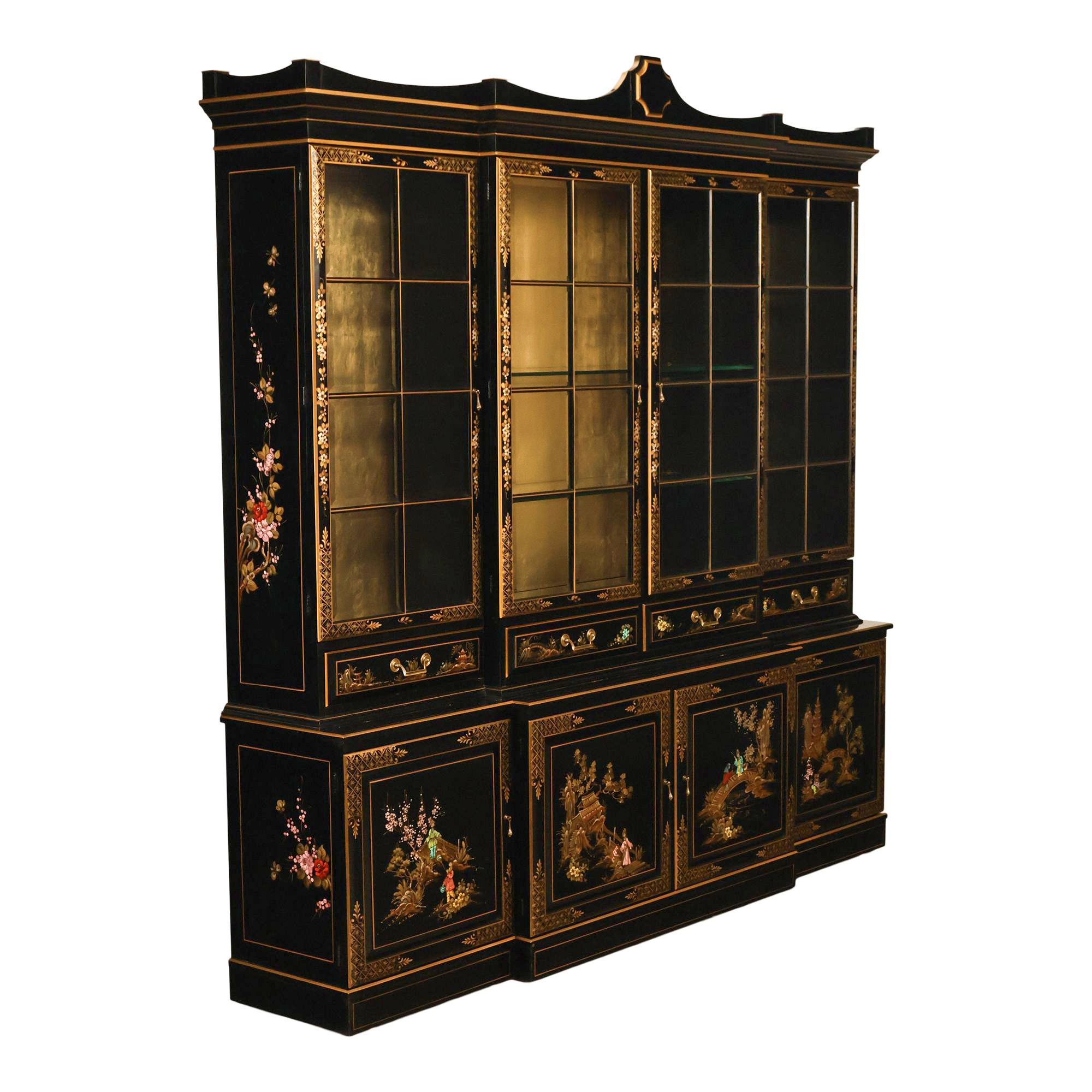 Union National Chinoiserie Hand Painted China Display Cabinet