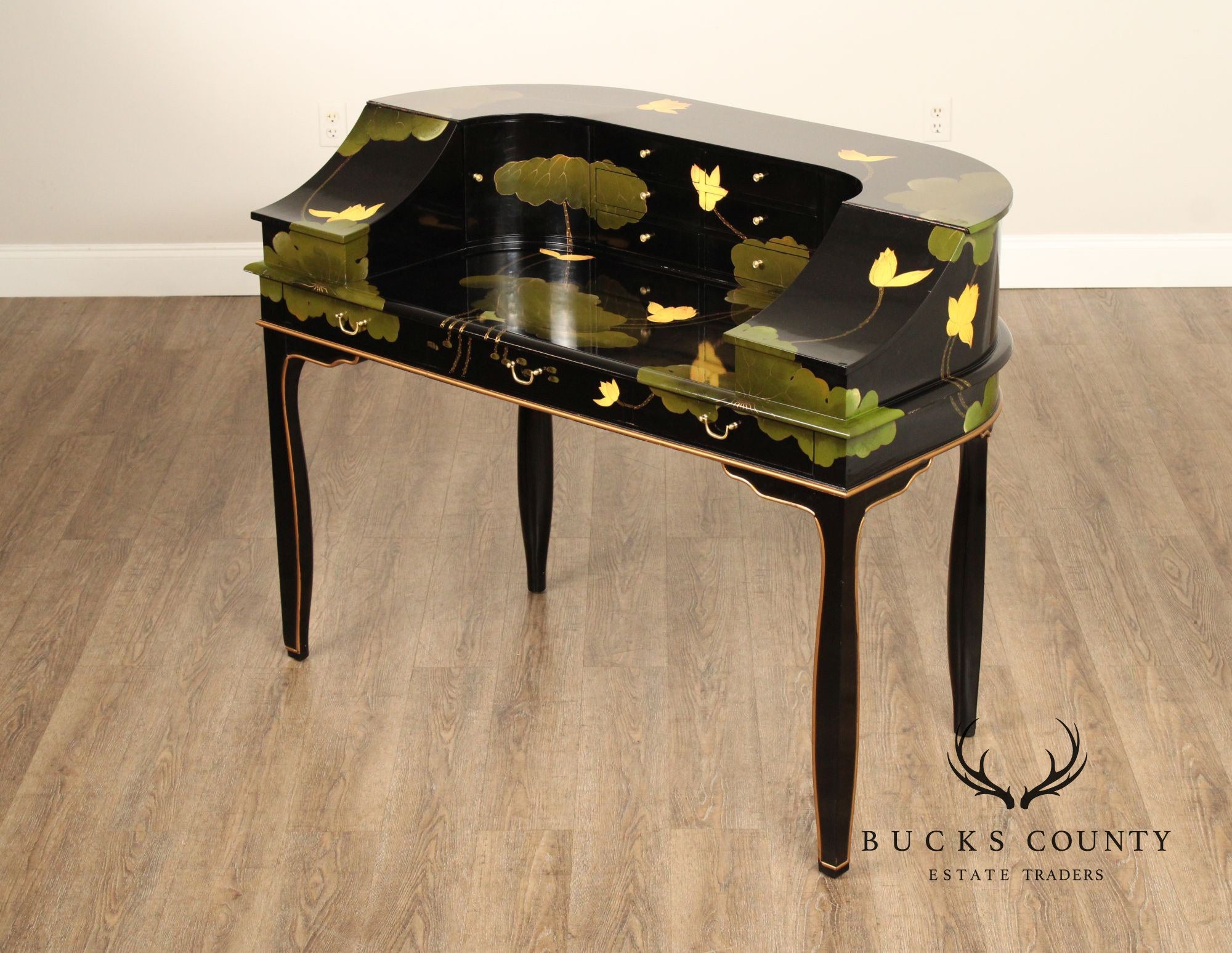 Asian Style Black Lacquer Carlton House Desk