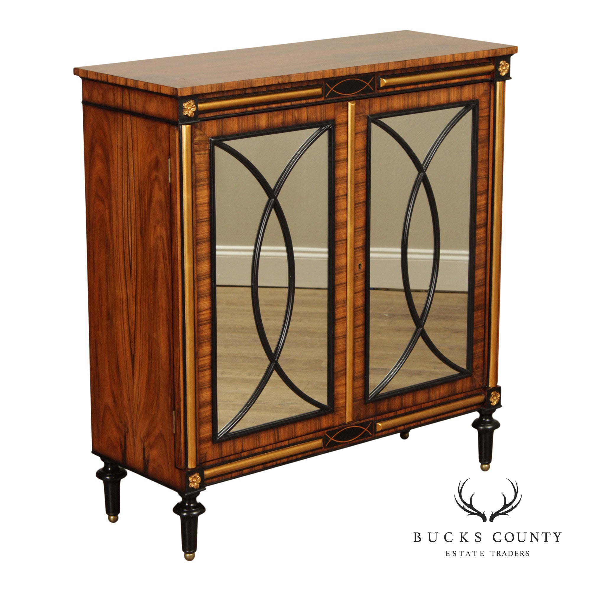 Regency Style Rosewood Mirrored Two Door Cabinet